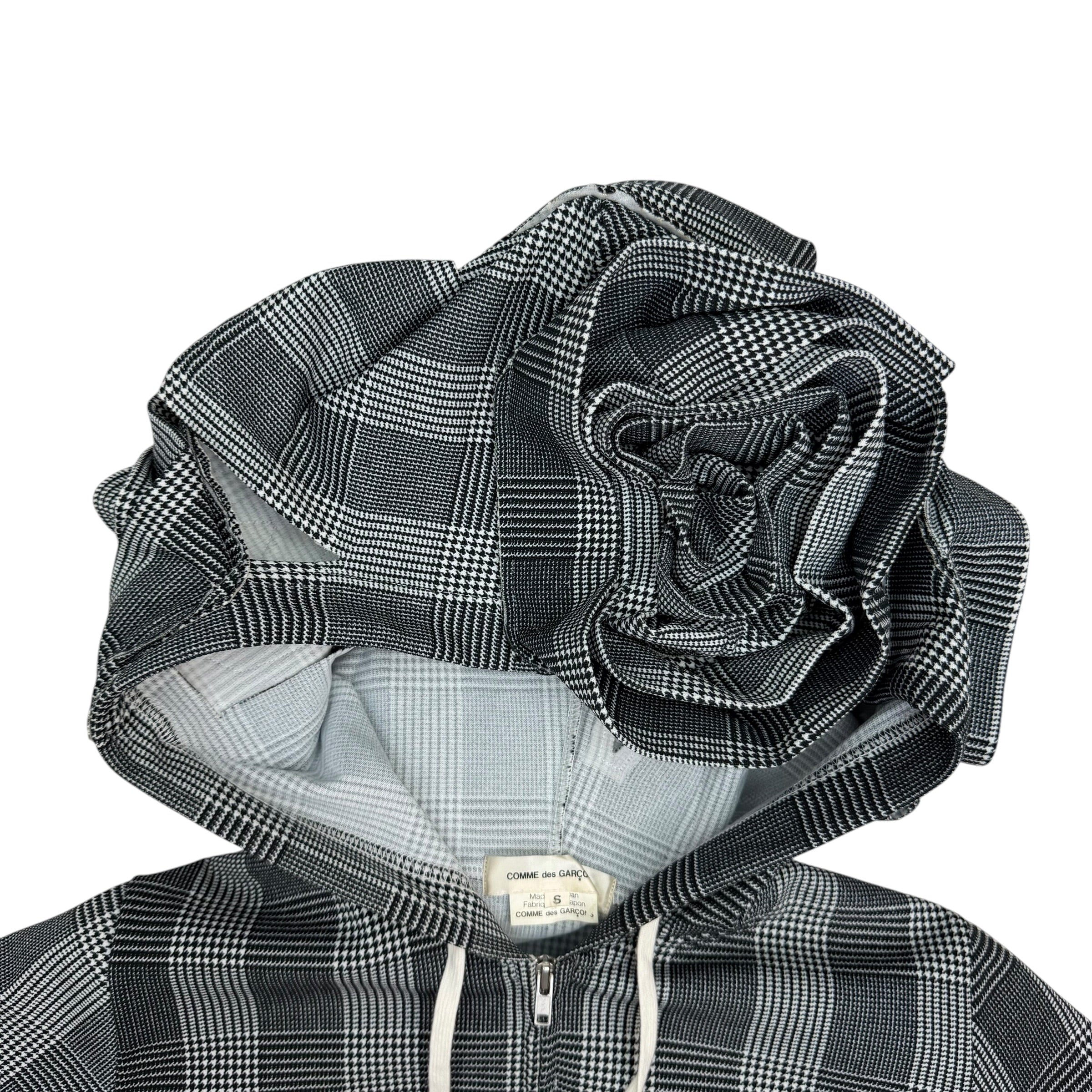 (W) Comme Des Garçons Flower Hood Striped Zip Up Hoodie