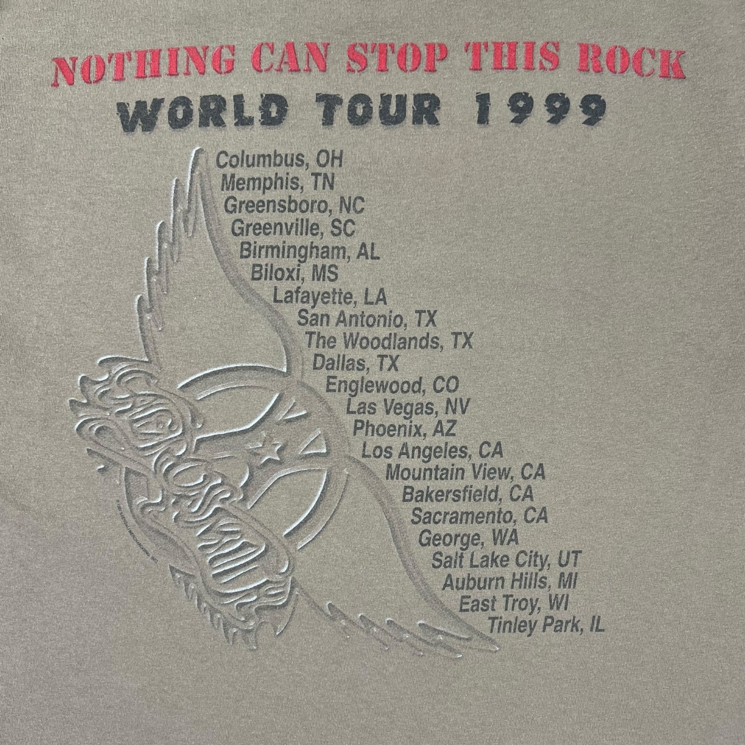 Vintage 1999 Aerosmith “Nothing Can Stop This Rock” World Tour T-Shirt Olive