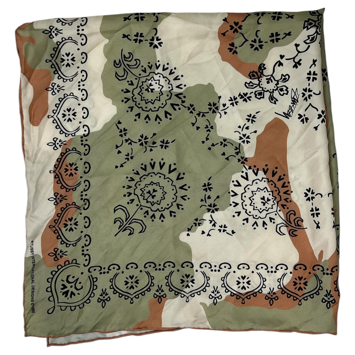 Stussy Silk Bandana Camo Pattern Olive Green