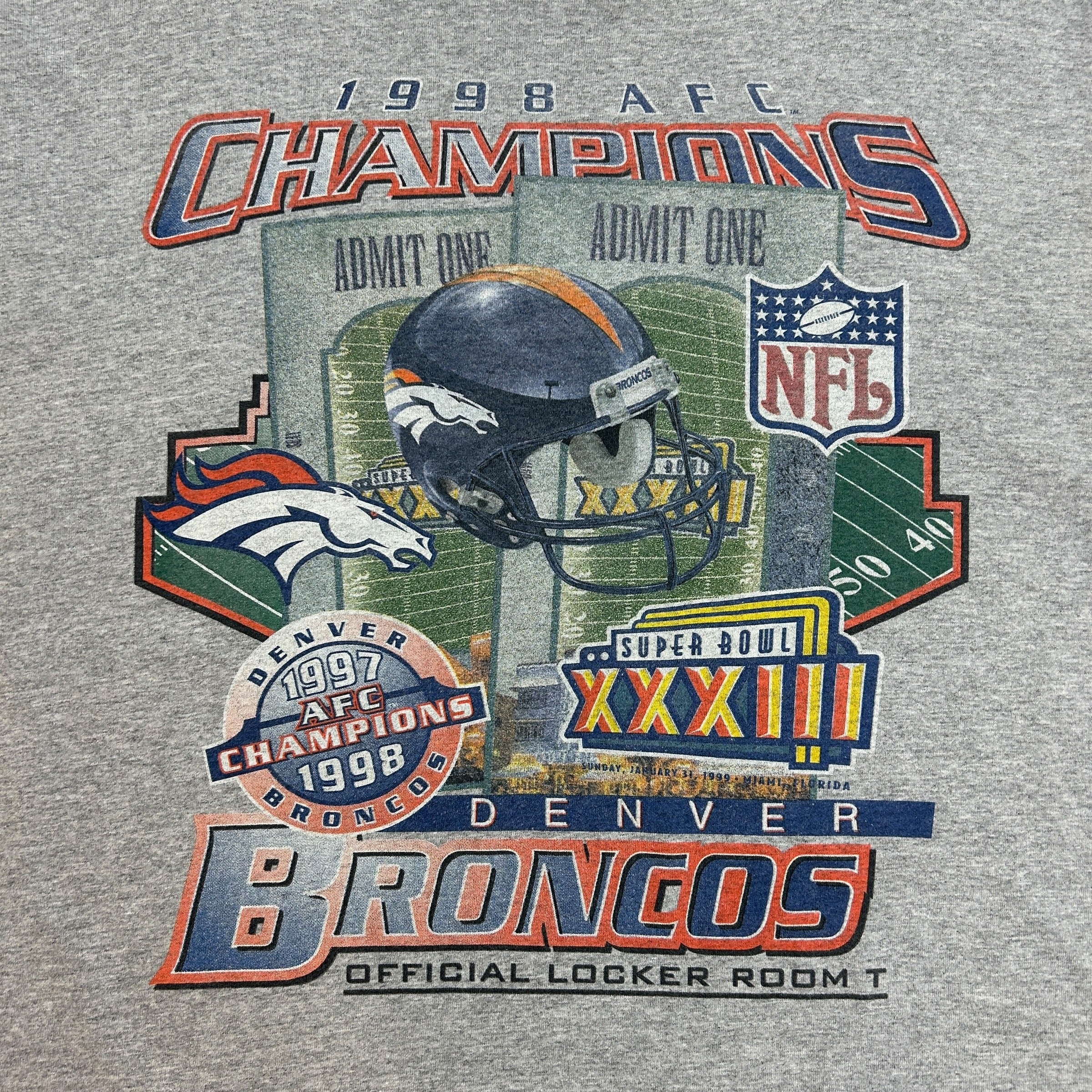 1998 NFL Denver Broncos Super Bowl Tee Grey
