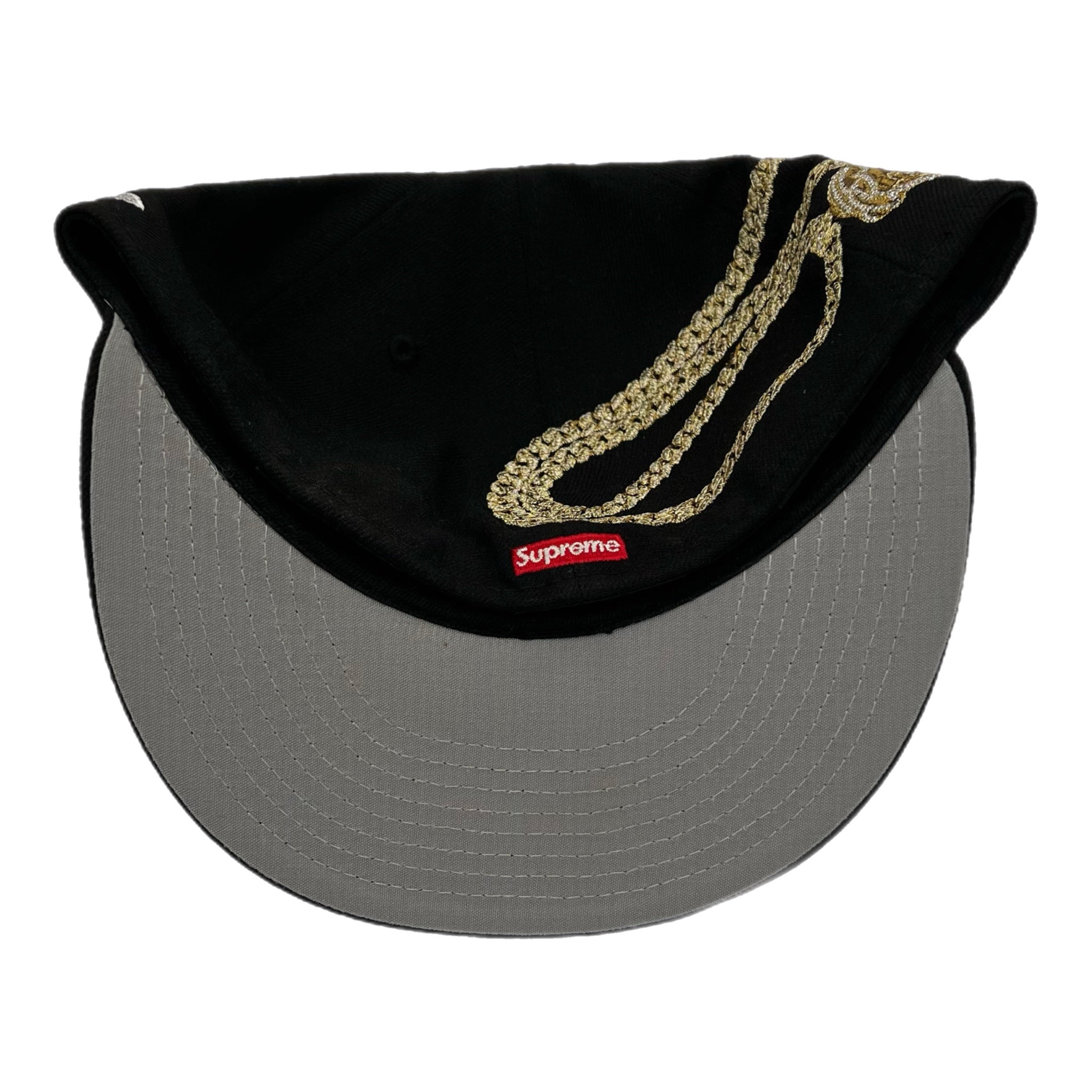Supreme S Logo Jesus Piece FW23 New Era Fitted Hat Black/Gold