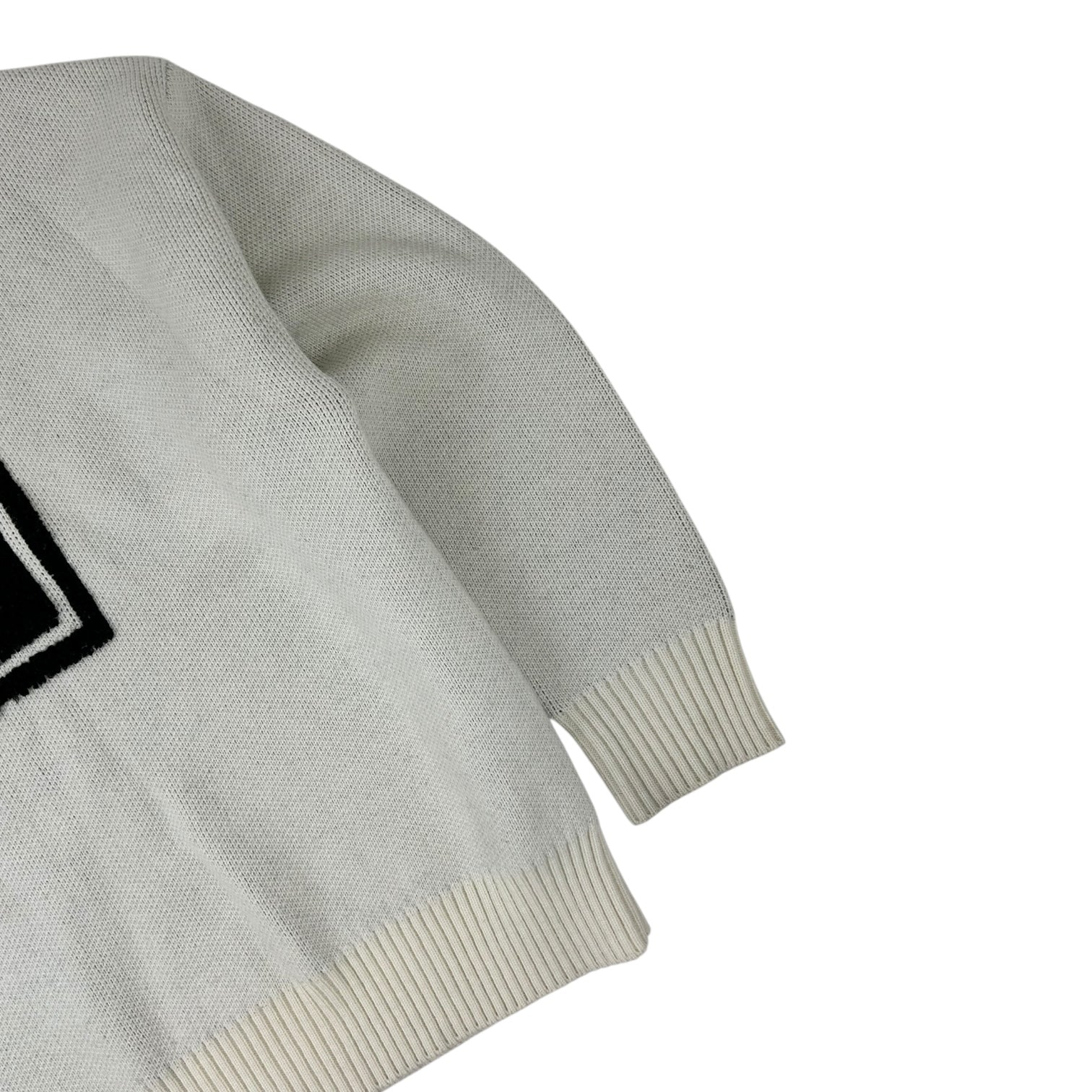 We11done Square Logo Pile Knit Jumper White
