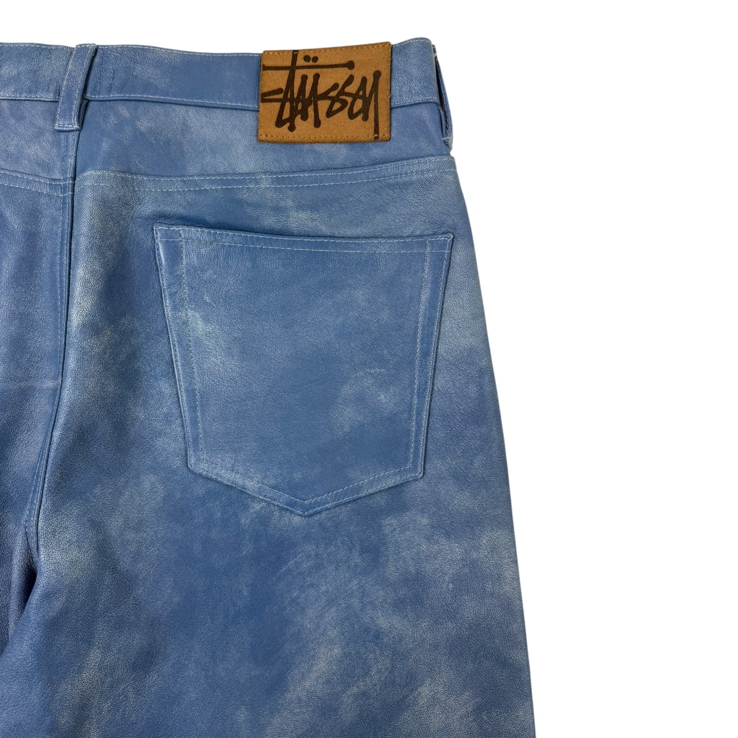 Stussy Big Ol Stonewashed Leather Pants Blue