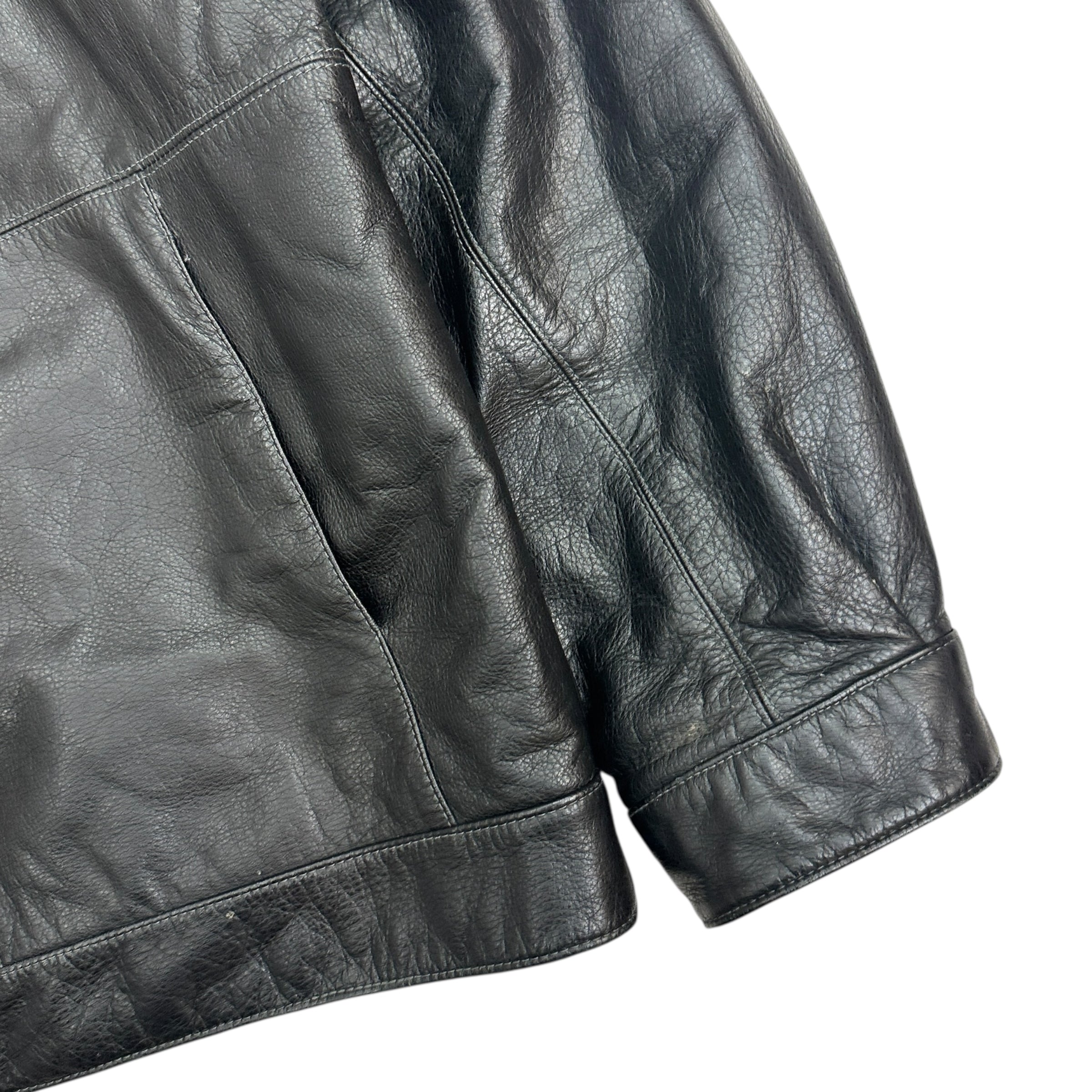 Vintage Britches Leather Bomber Jacket Black
