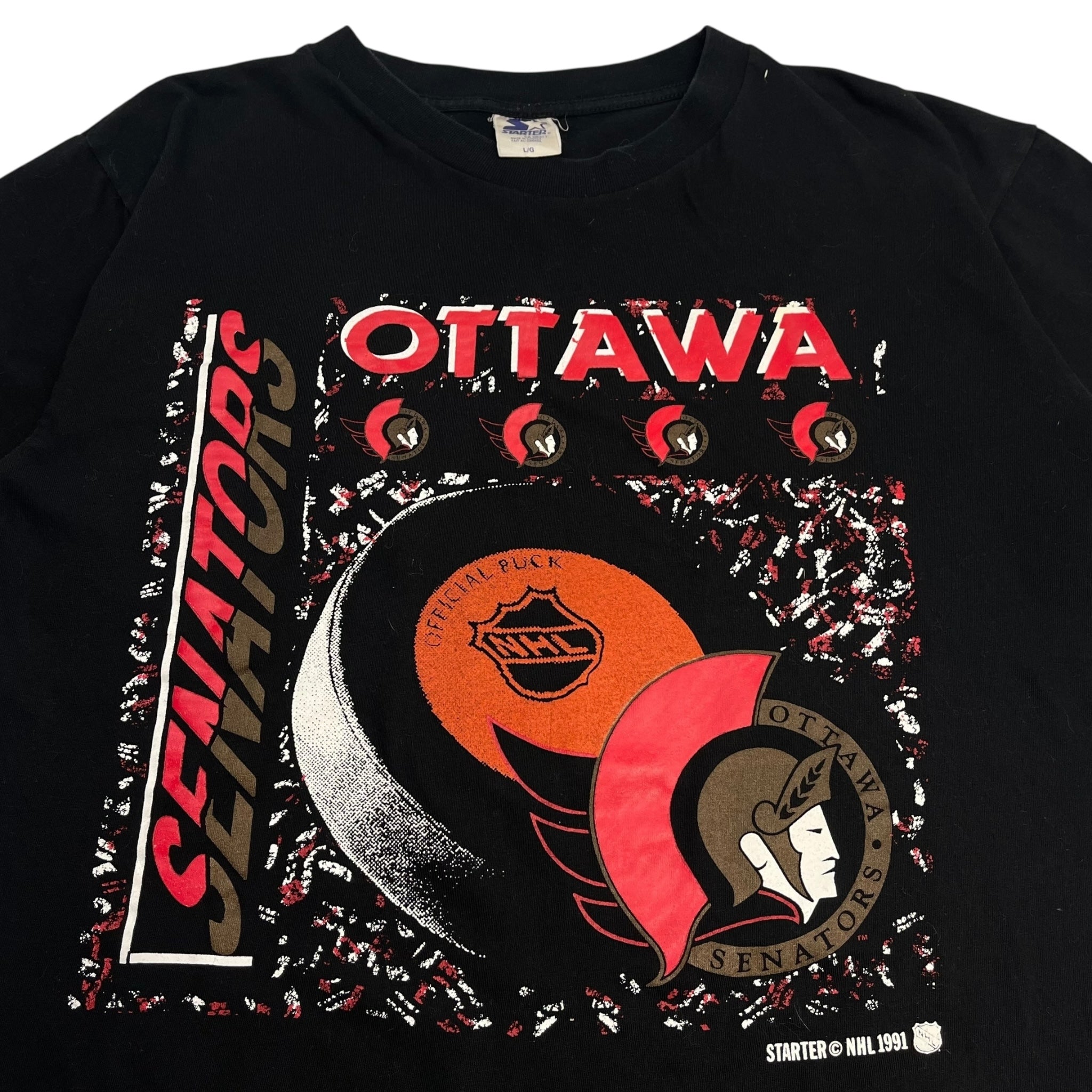 1991 Ottawa Senators Puck Logo Starter T-Shirt