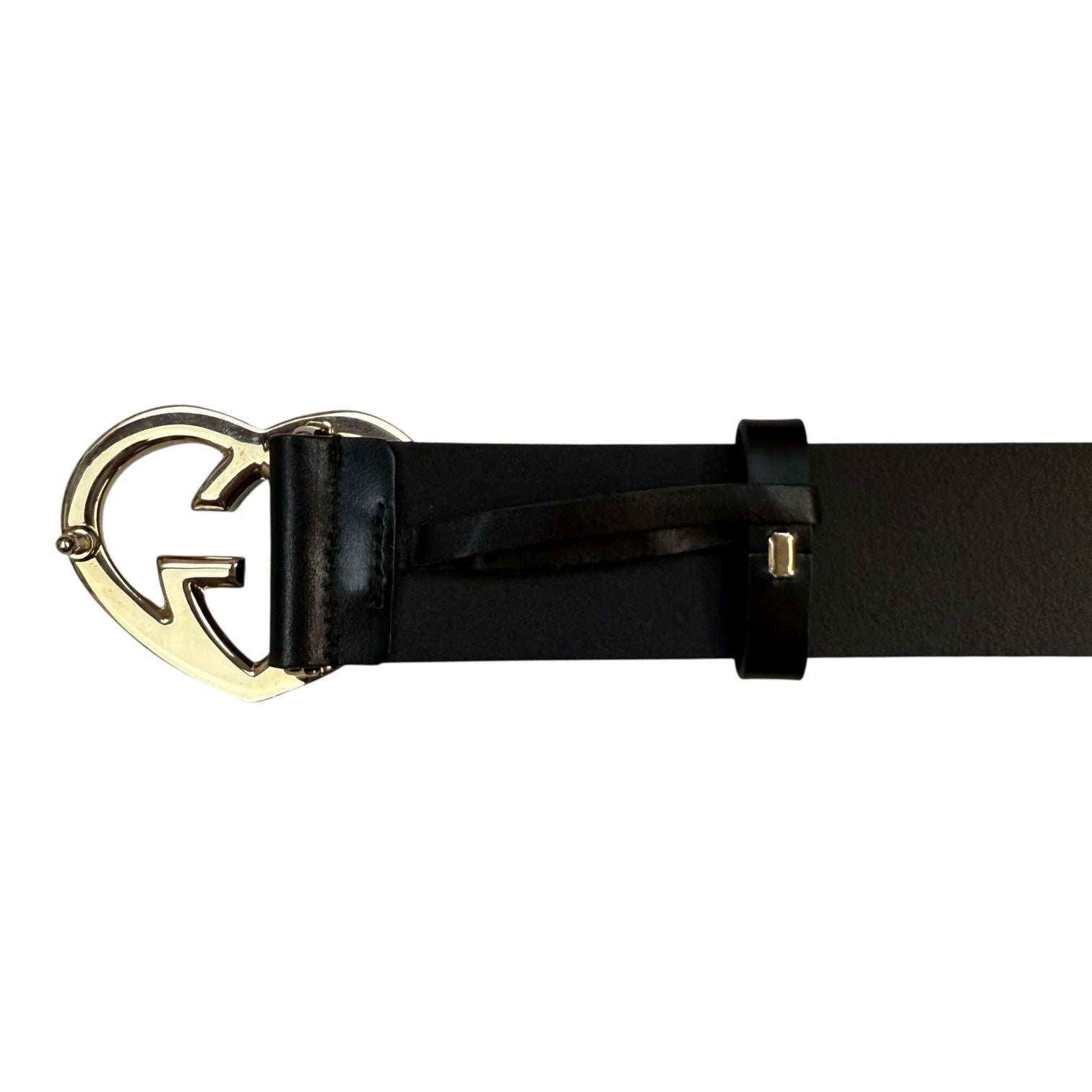 Gucci GG Heart Buckle Leather Belt