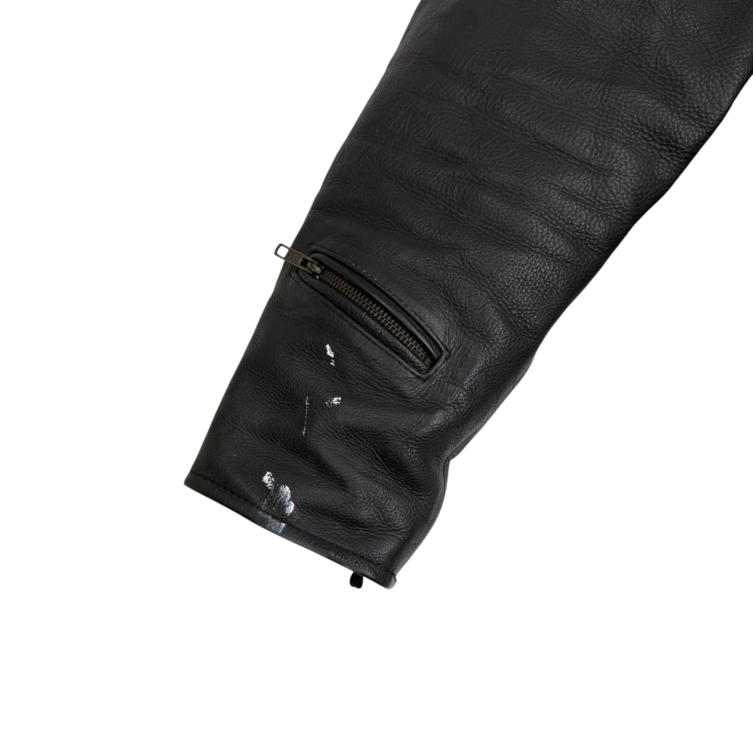 Vintage Hard Driver Leather Motorcycle Jacket Black