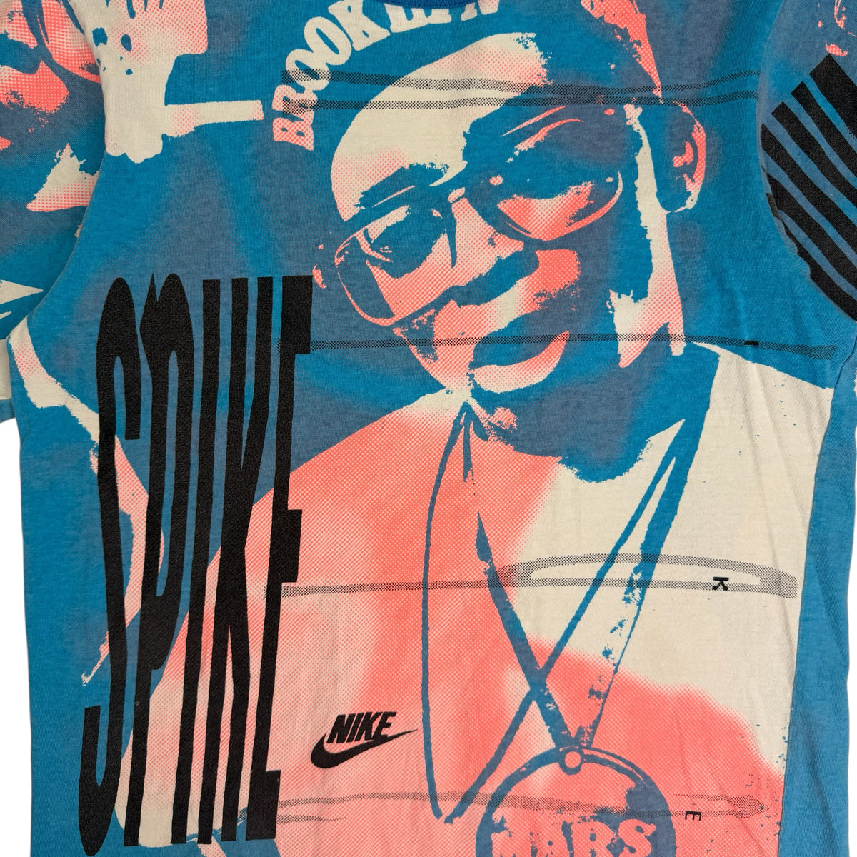 Vintage 90s Nike Spike Lee Mars Blackmon All Over Print Tee Blue