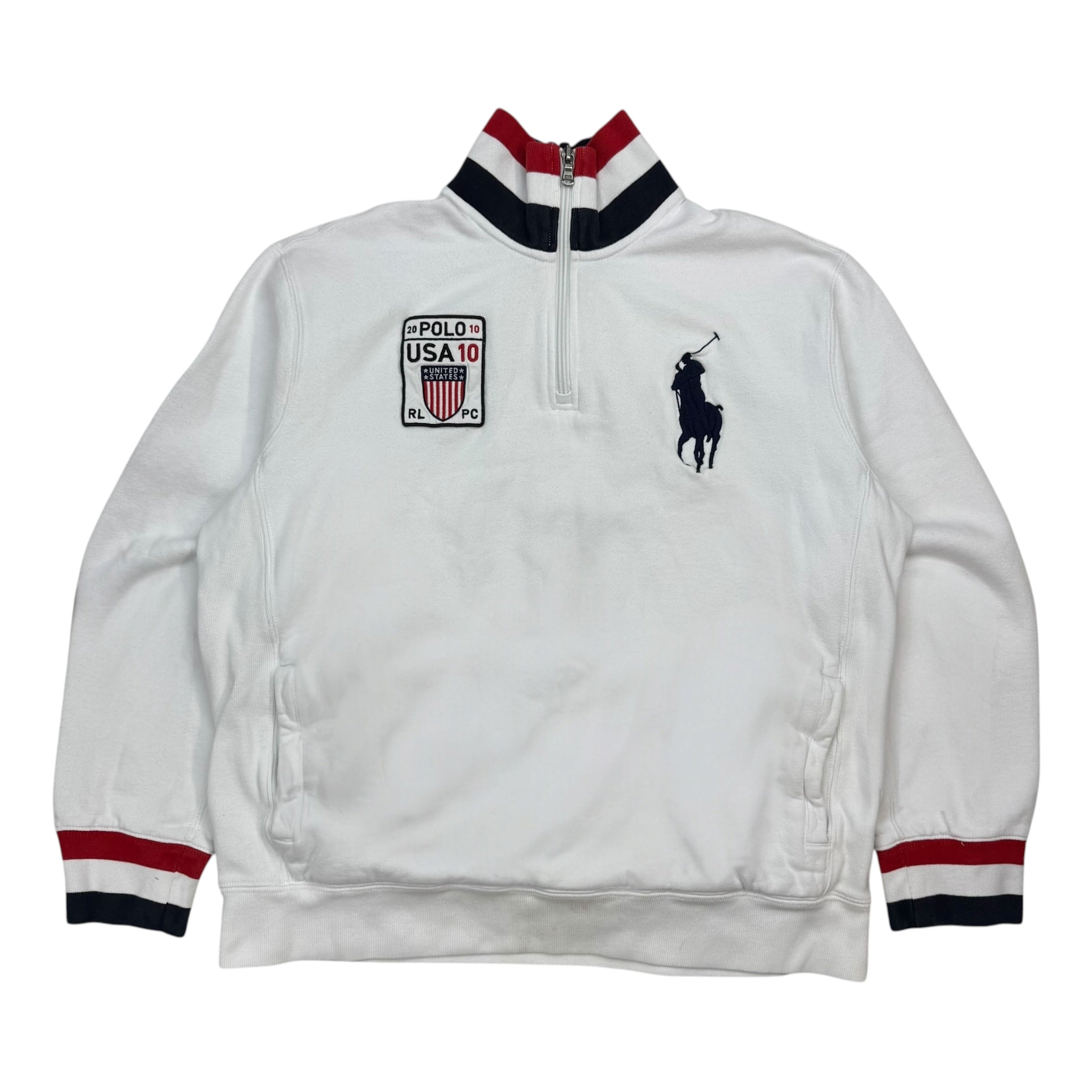 Vintage Polo Ralph Lauren USA Quarter Zip White
