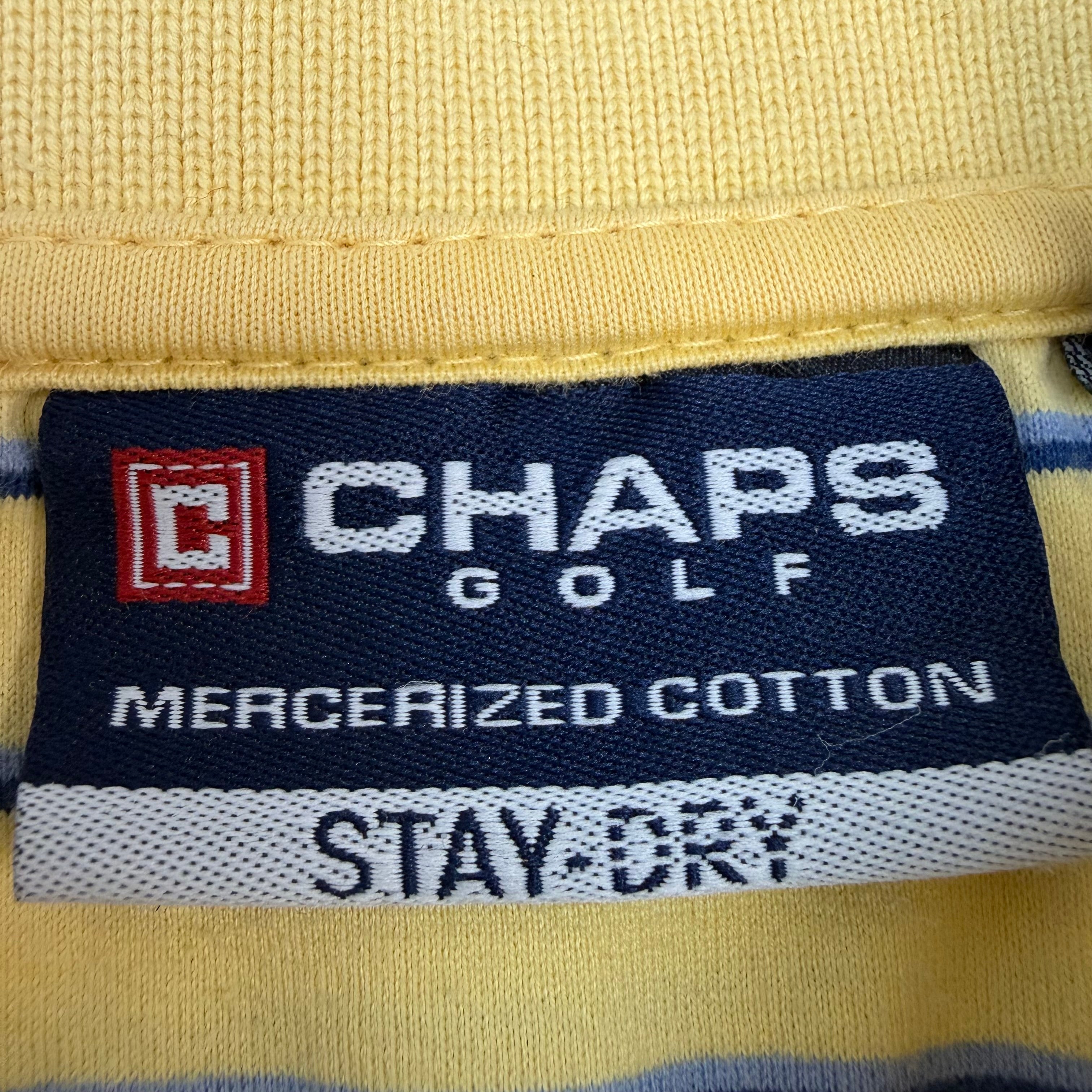 Vintage Chaps Ralph Lauren Golf Striped Polo Yellow