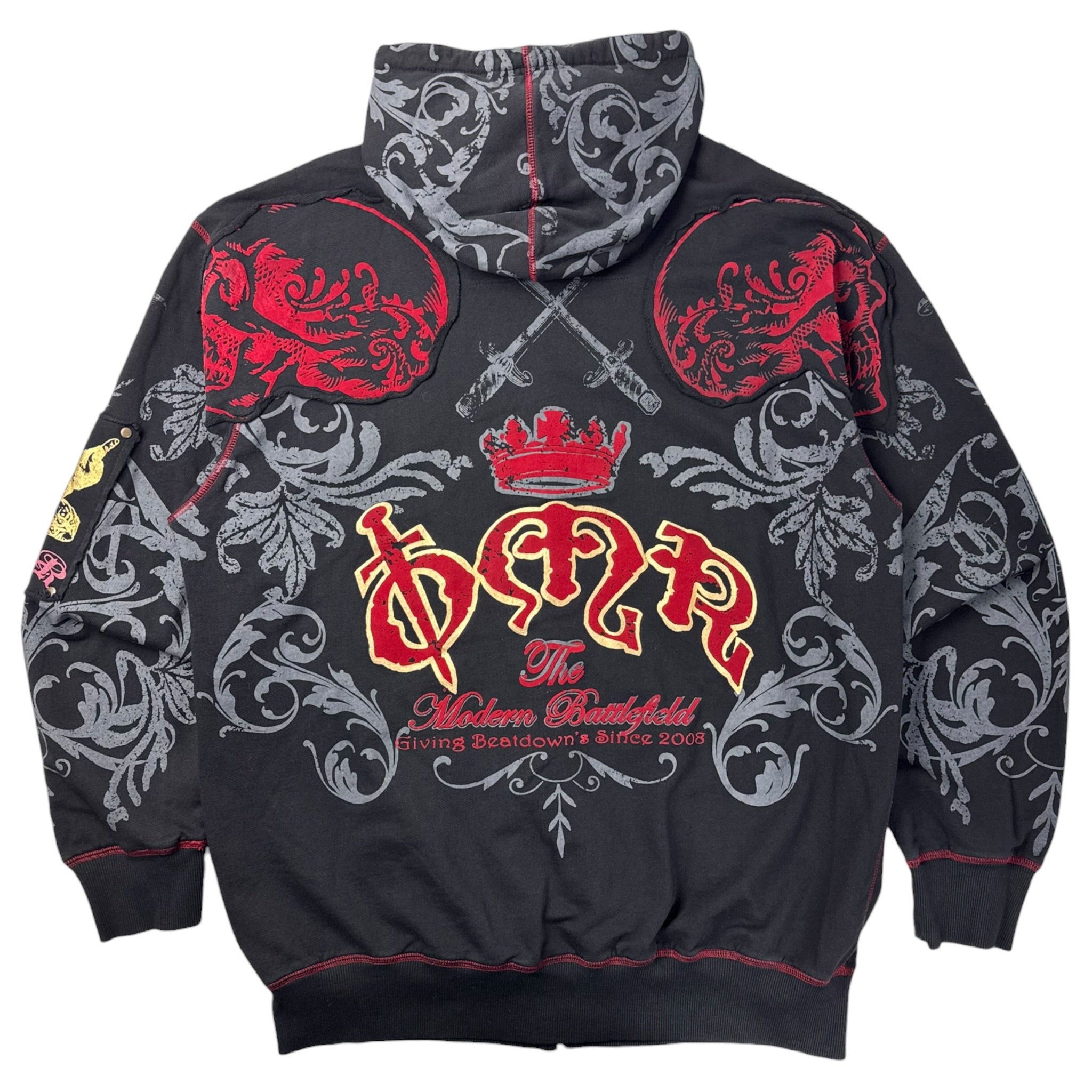 Vintage Y2K O.M.R. All Over Print Zip Up Emo Cyber Hoodie