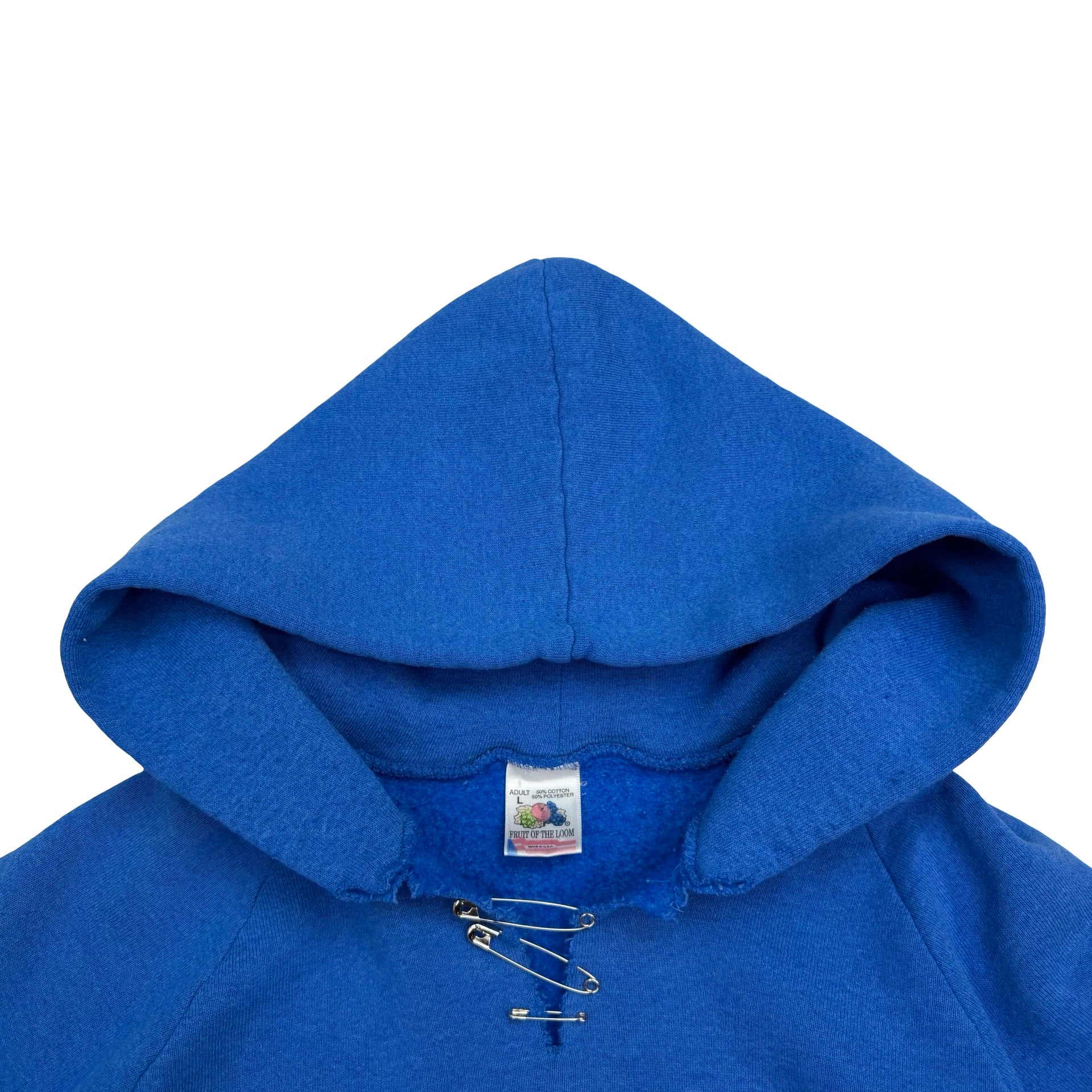Vintage Fruit Of The Loom Blank Hoodie Blue
