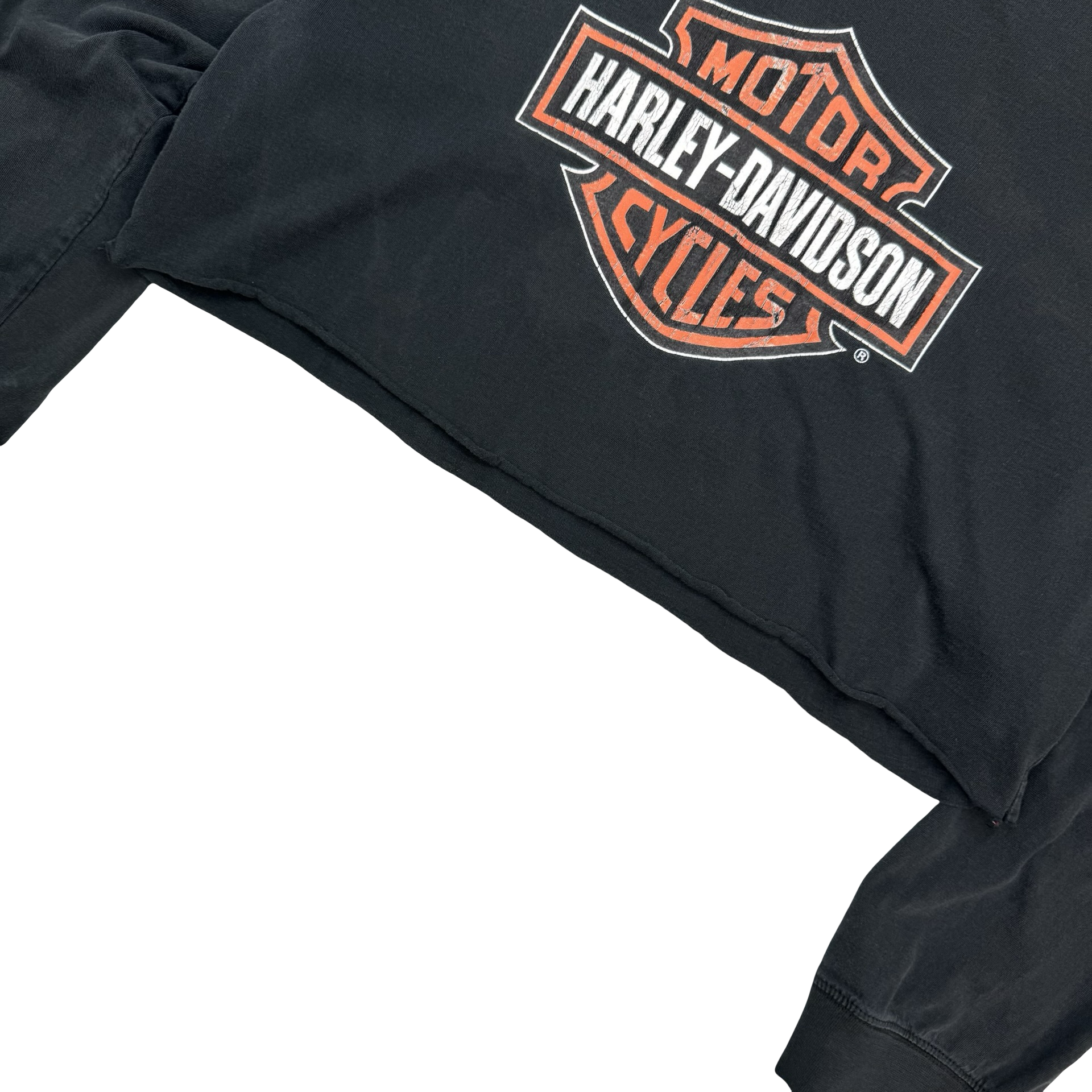 (W) Vintage Harley Davidson Cropped L/S Tee Black