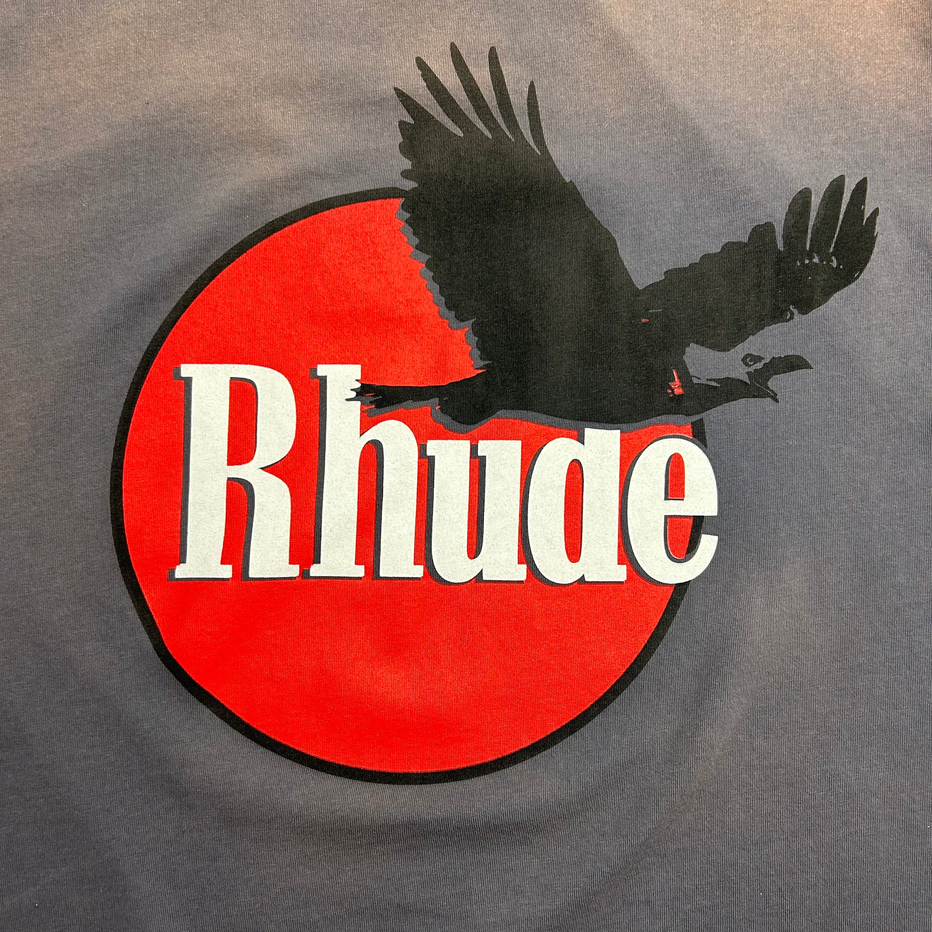 Rhude Eagle Logo Gradient Fade Tee Grey