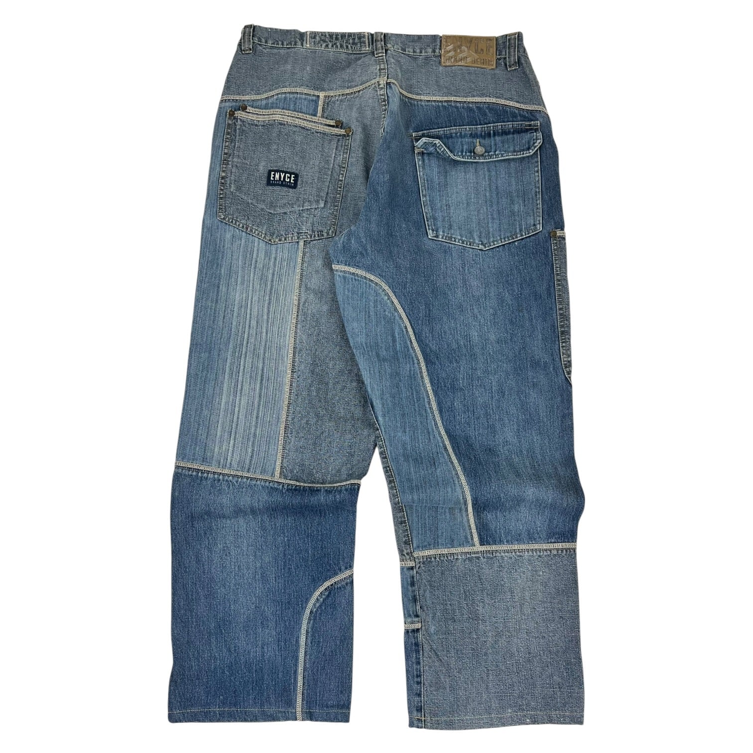Enyce Patchwork Carpenter Baggy Blue Denim Jeans