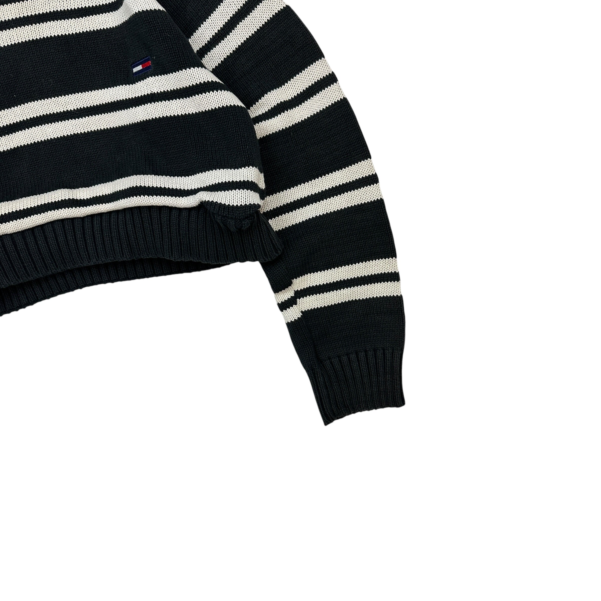 (W) Vintage Tommy Hilfiger Cropped Striped Knit Sweater Black/White