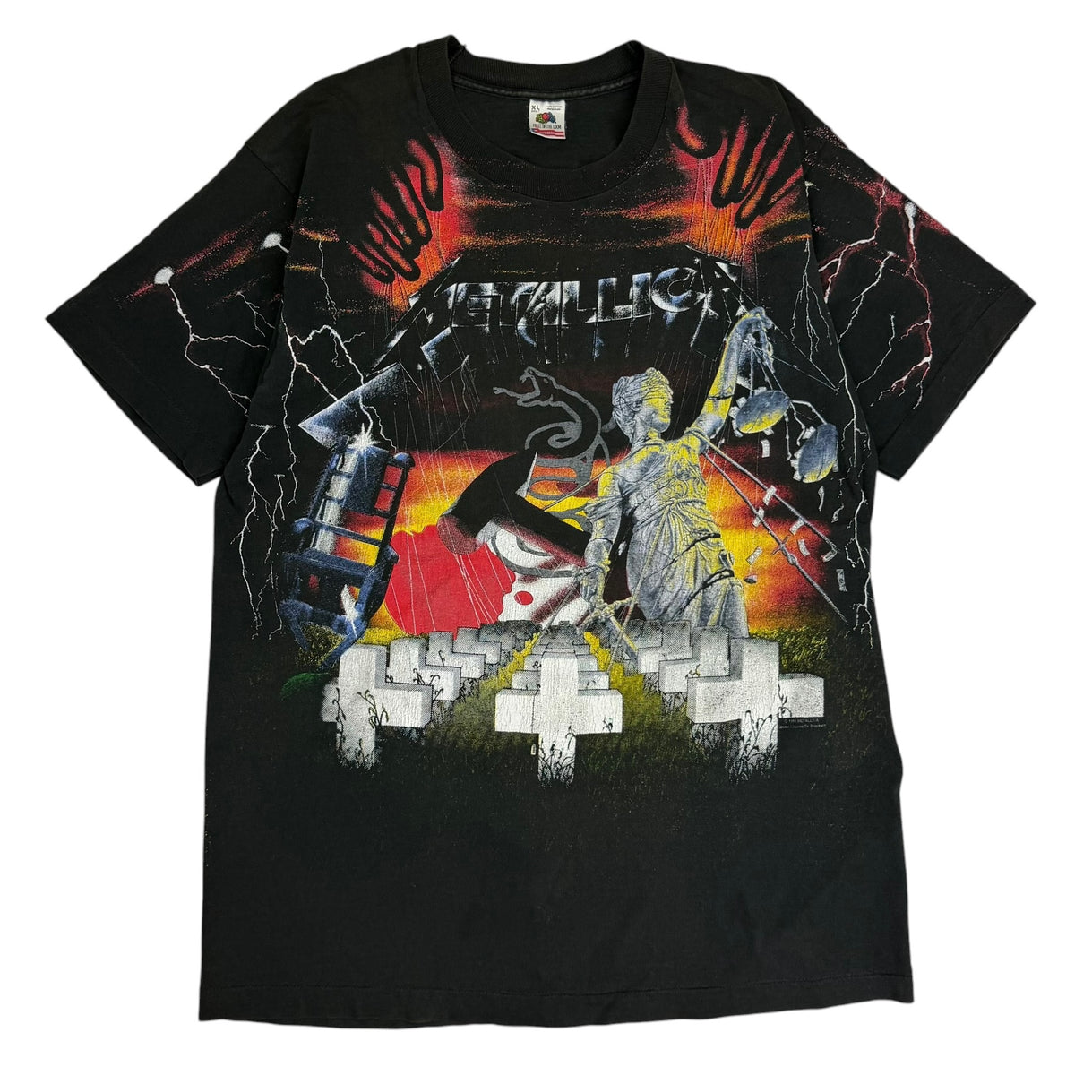 1991 Metallica Album Collage All Over Print Tee Black