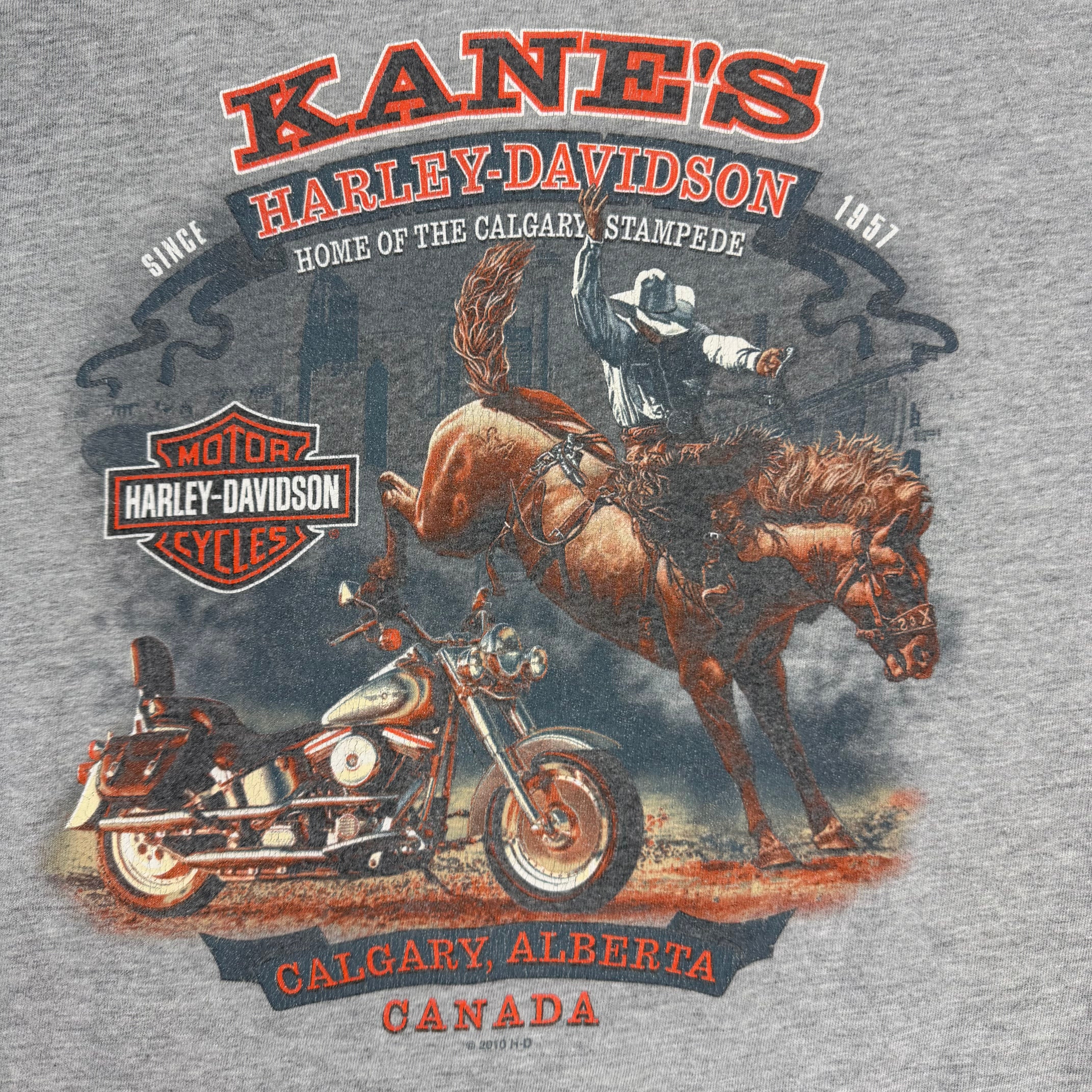 Vintage Harley Davidson Home Of The Calgary Stampede Longsleeve Grey