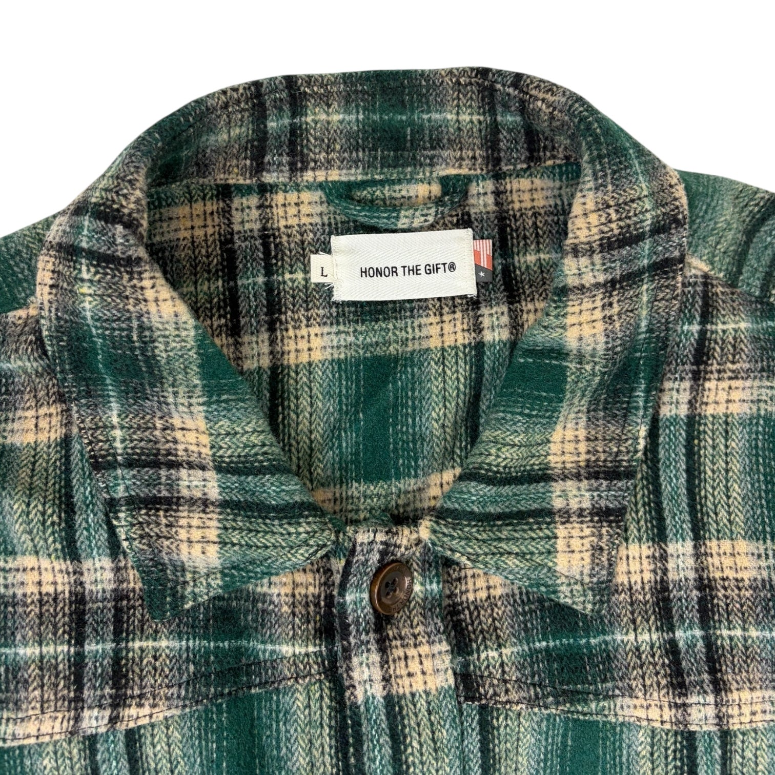 Honor The Gift Nostalgia Plaid Flannel Button Up Green