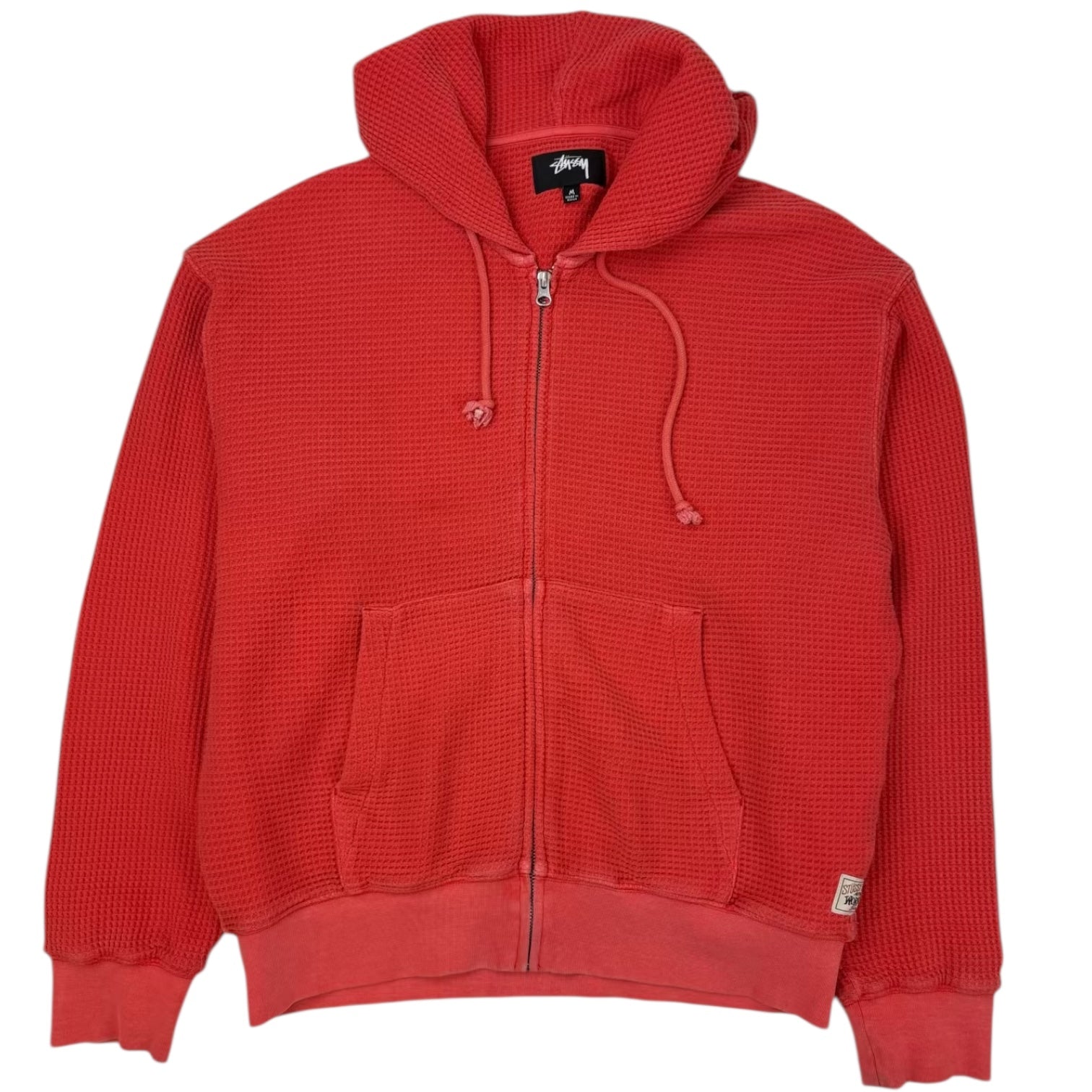 Stussy Double Layer Waffle Knit Hoodie Red