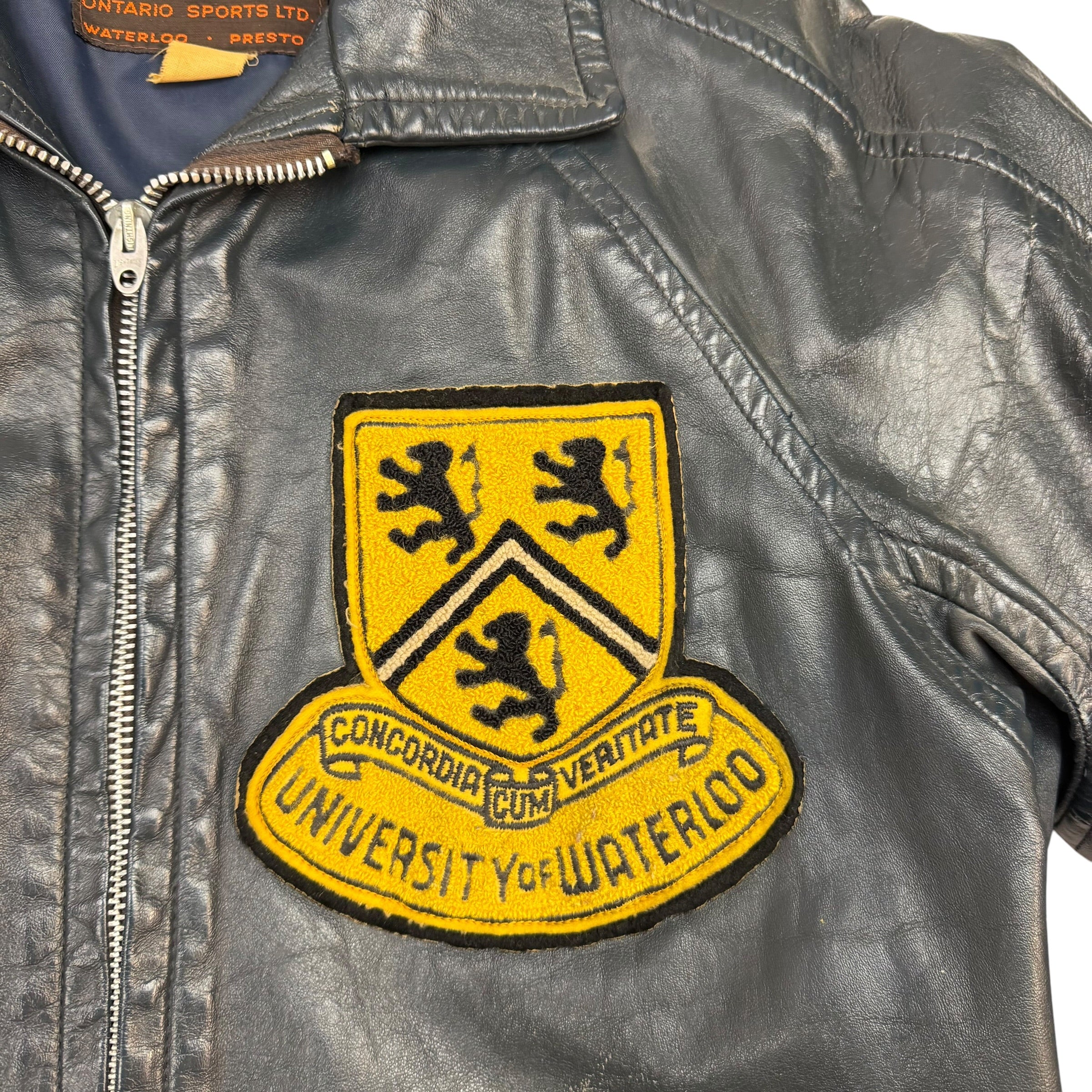 Vintage University of Waterloo Leather Jacket Black