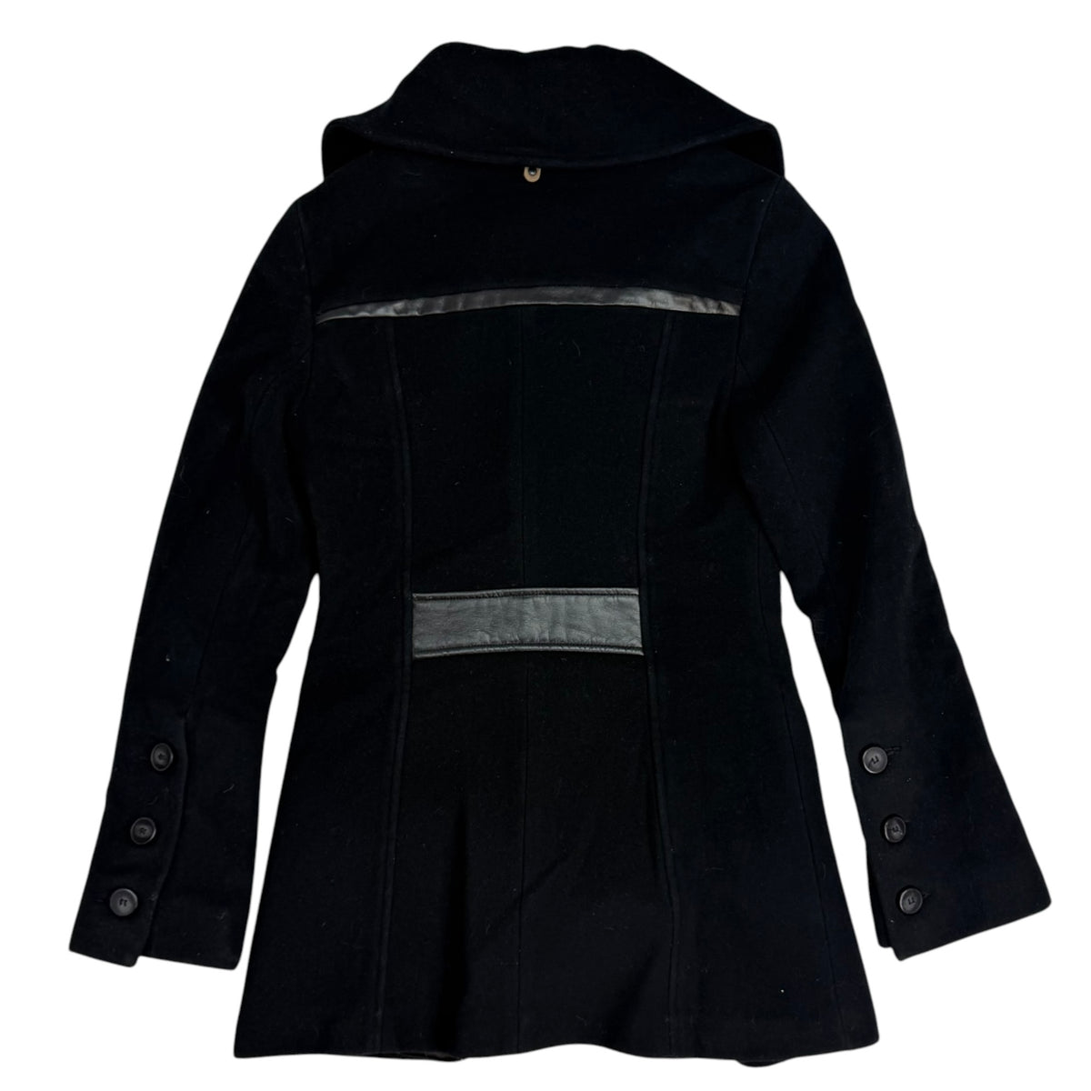 (W) Mackage Wool Leather Trim Peacoat Black