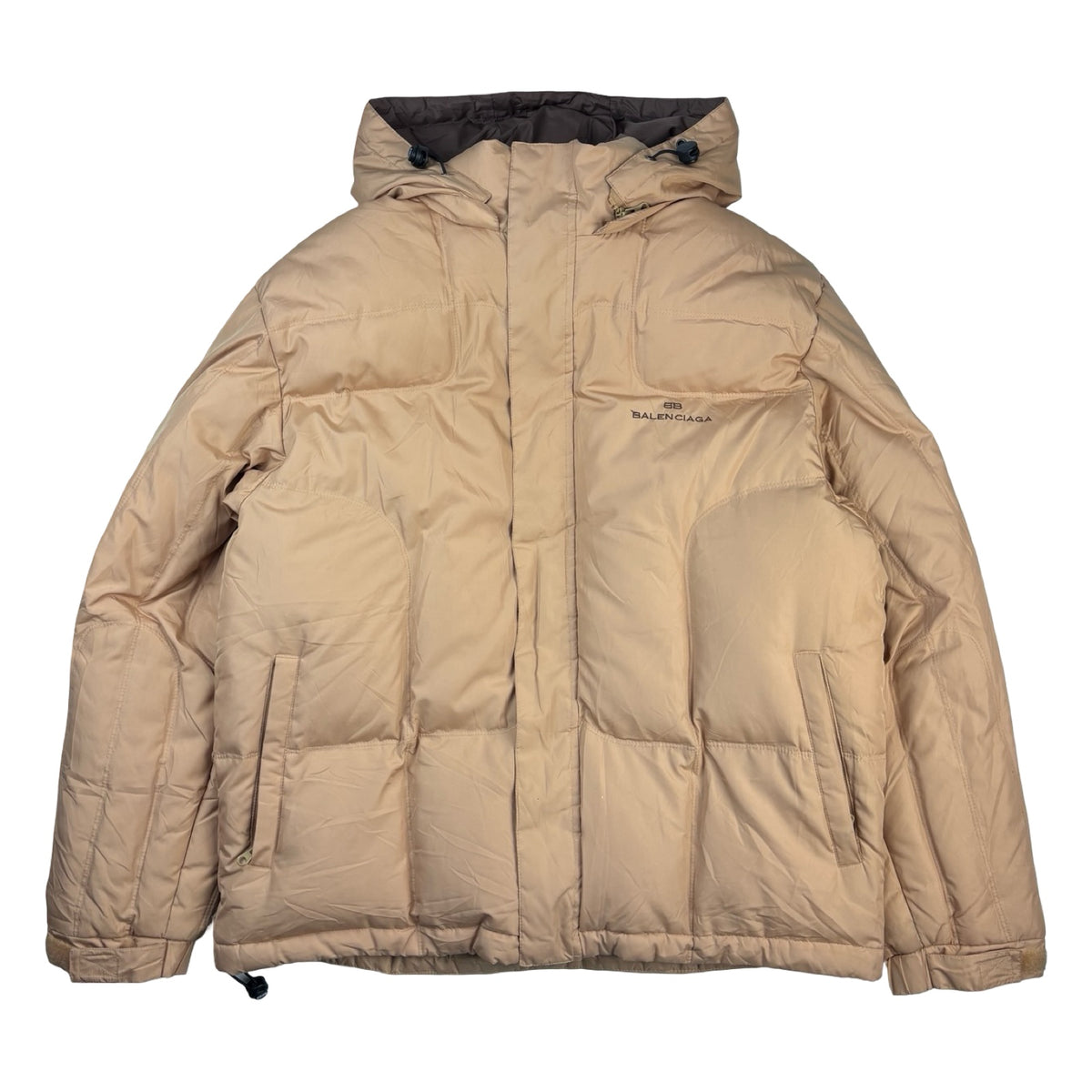 Balenciaga Hooded Down Puffer Tan
