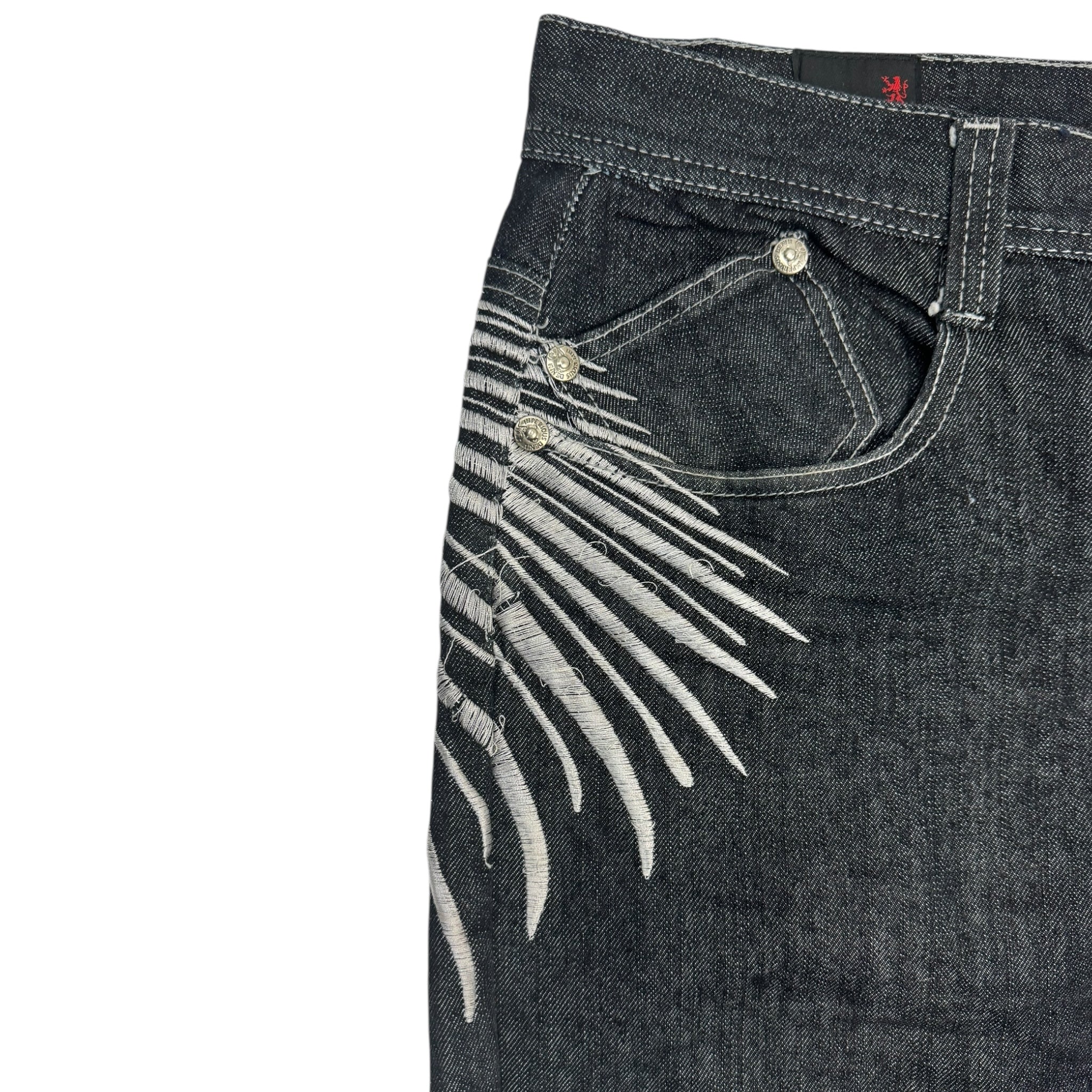 Y2K Imperious Embroidered Black Denim Bottoms