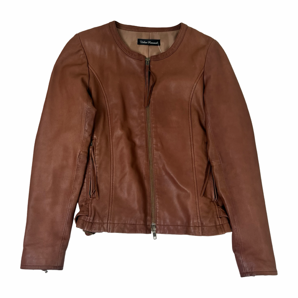 (W) Urban Research Collarless Sheepskin Leather Jacket