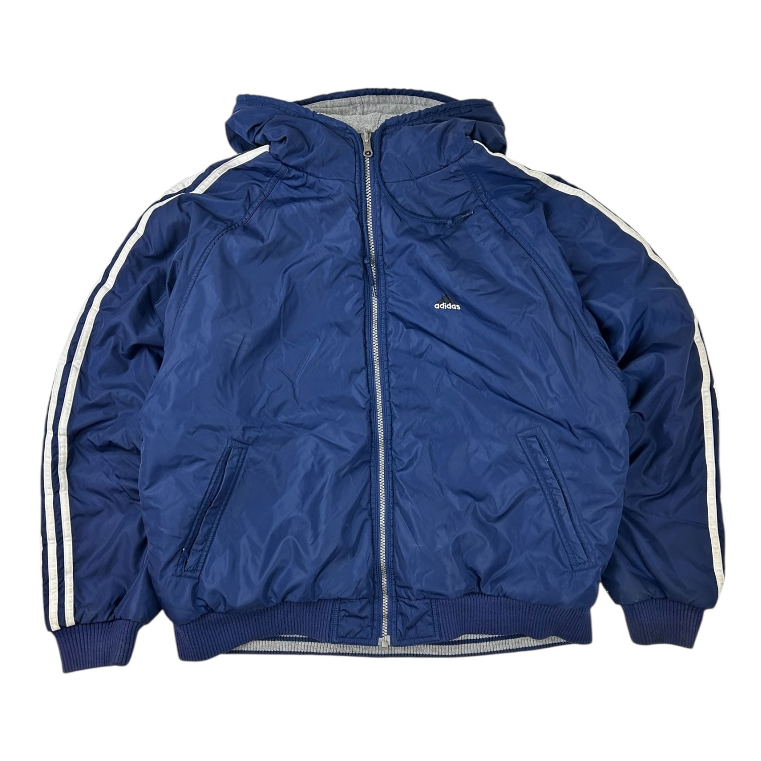 Vintage Adidas Reversible Hooded Jacket Blue/Navy