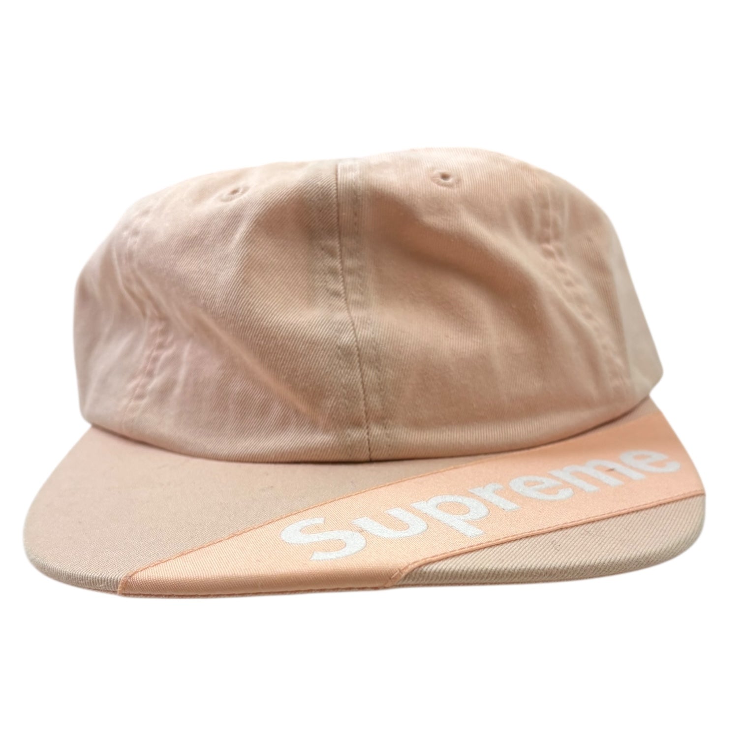 Supreme SS18 Visor Label 6-Panel Strapback Hat Peach