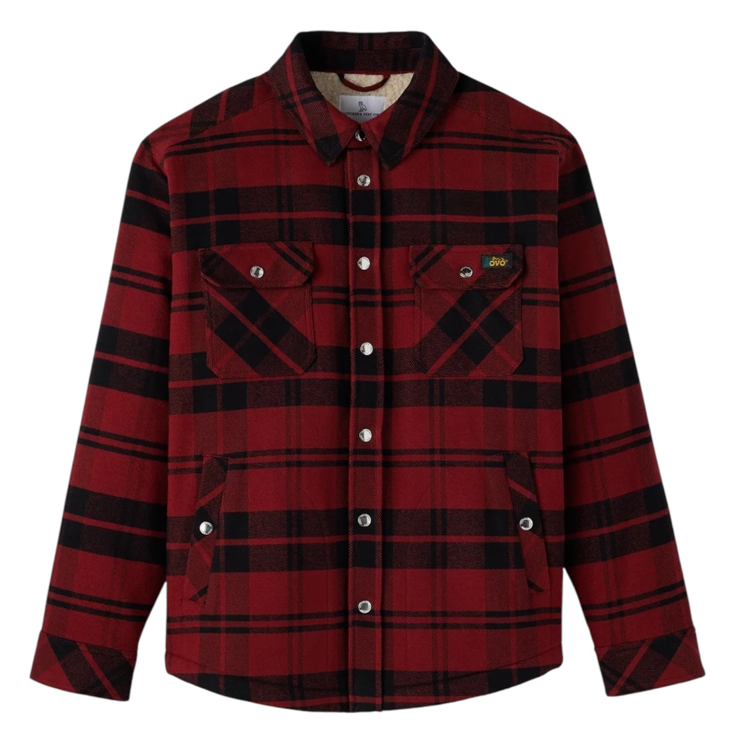 OVO Sherpa Lined Shirt Jacket Red Plaid