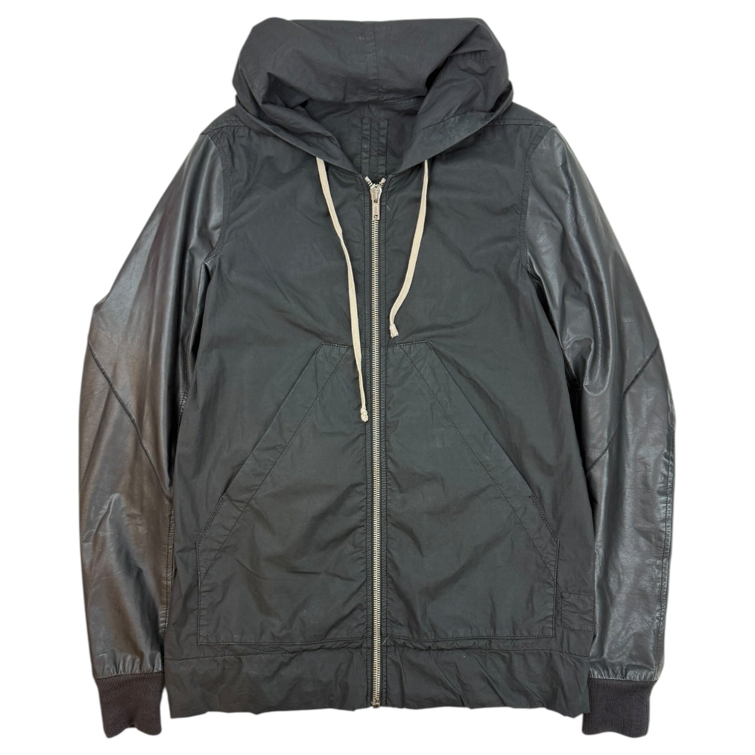 Rick Owens Drkshdw Olmar and Mirta Leather Sleeves Jacket Black