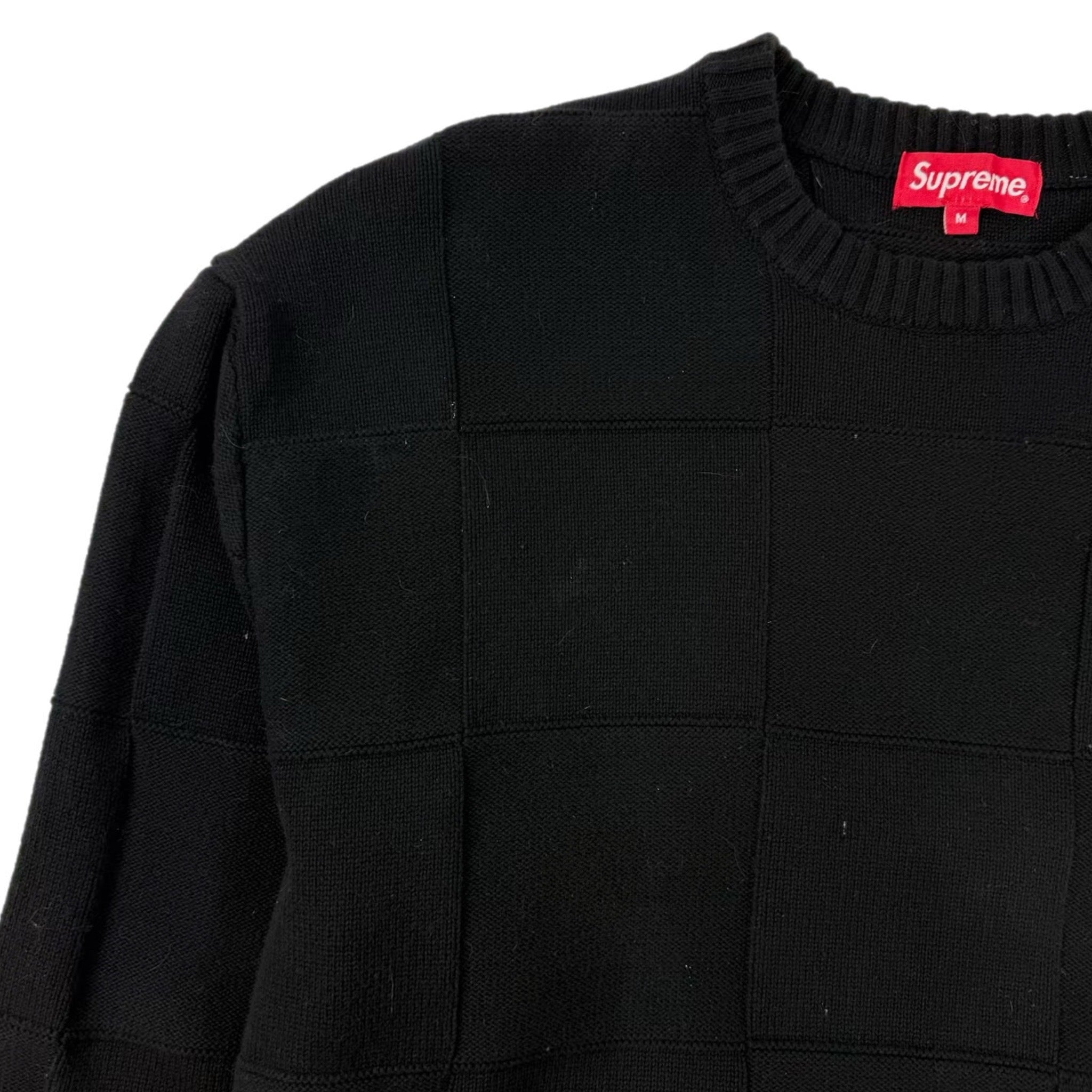 Supreme Small Box Logo Tonal Checkerboard Crewneck Black