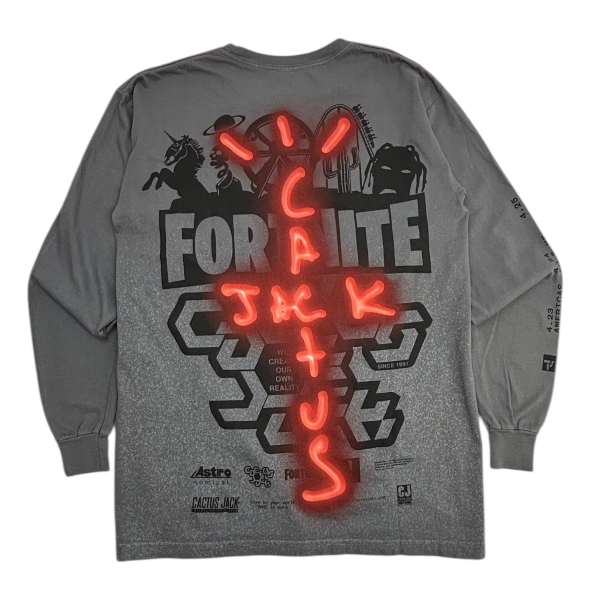 Travis Scott x Fortnite Back Bling L/S T-Shirt Washed Grey