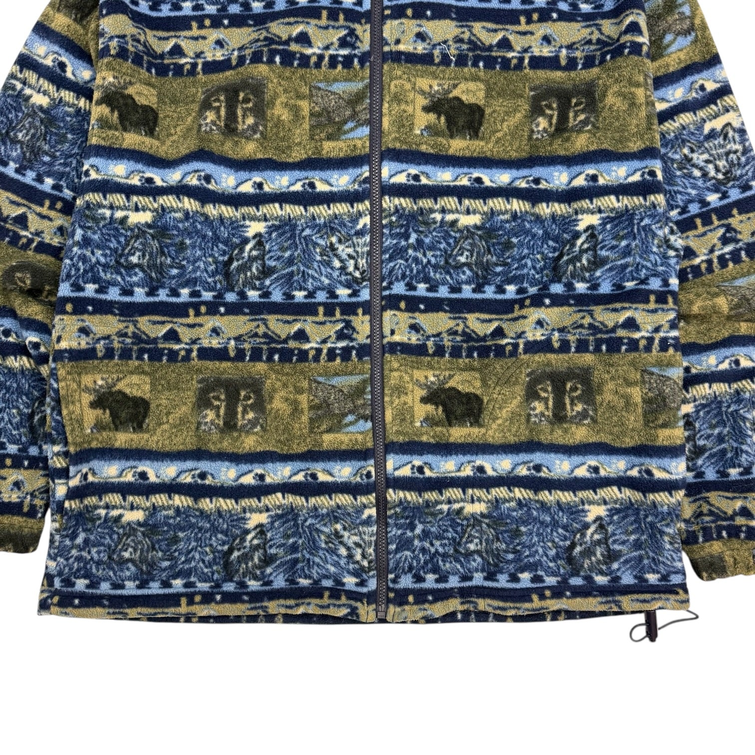 Vintage Northern Elements Animal Print Fleece Zip Up Blue