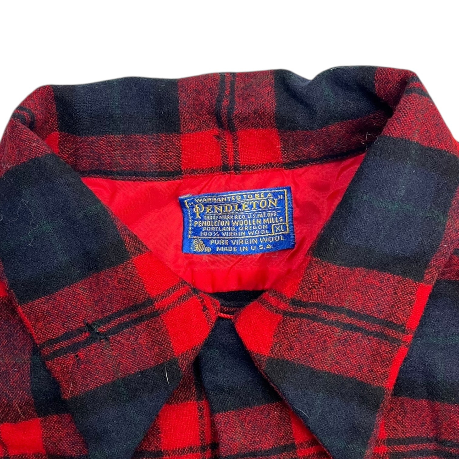 Vintage Pendleton Plaid Wool Button Up Shirt Black/Red