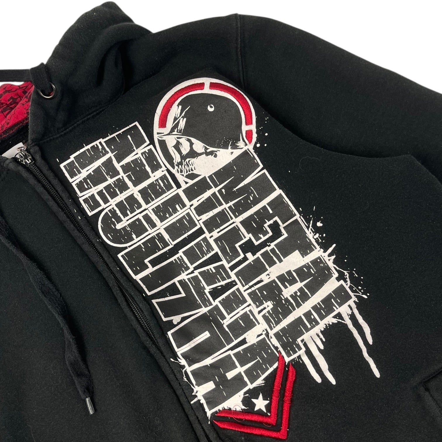 Y2K Metal Mulisha Vertical Spell Out Zip Up Hoodie Black