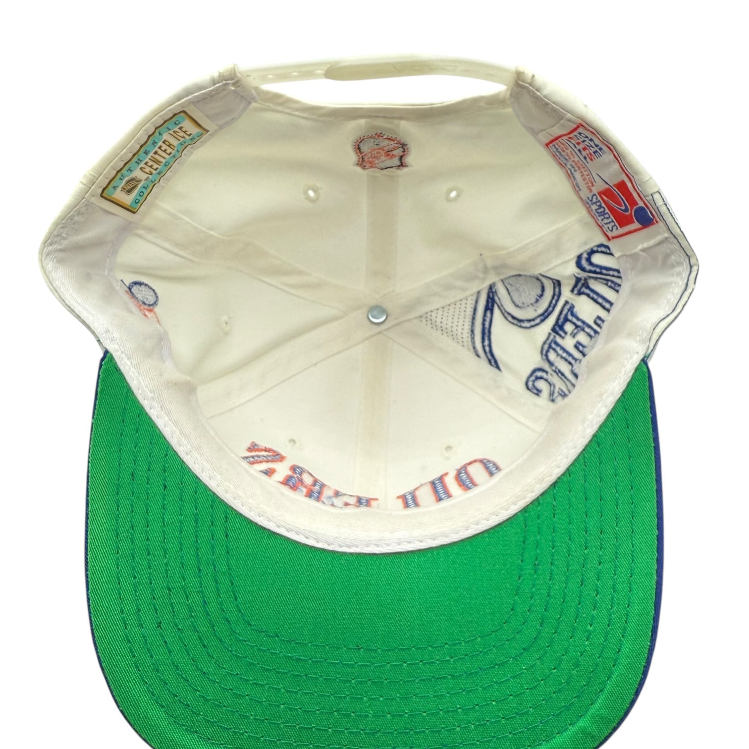 Vintage Sports Specialties Edmonton Oilers Laser Stitch Snapback Hat White/Blue