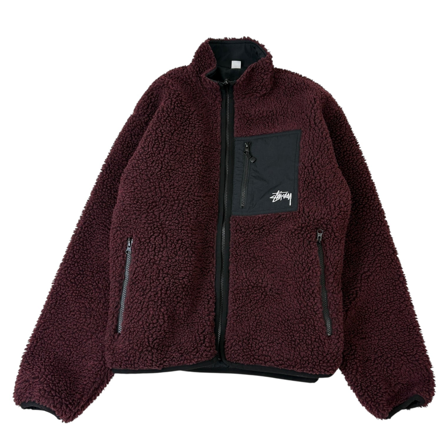 Stussy Sherpa Reversible Jacket Burgundy