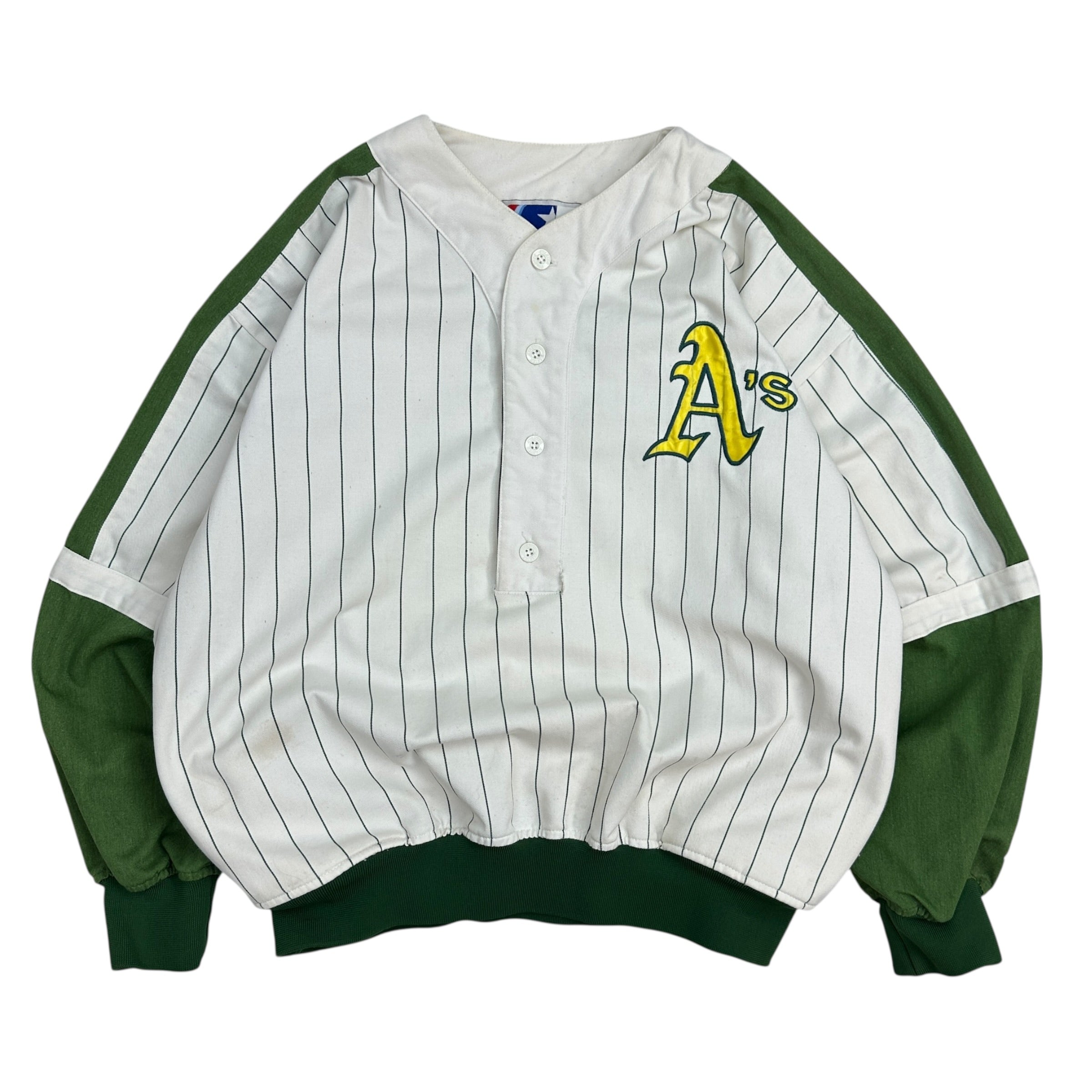 Vintage Starter Oakland Athletics Pin Stripe Crewneck White/Green
