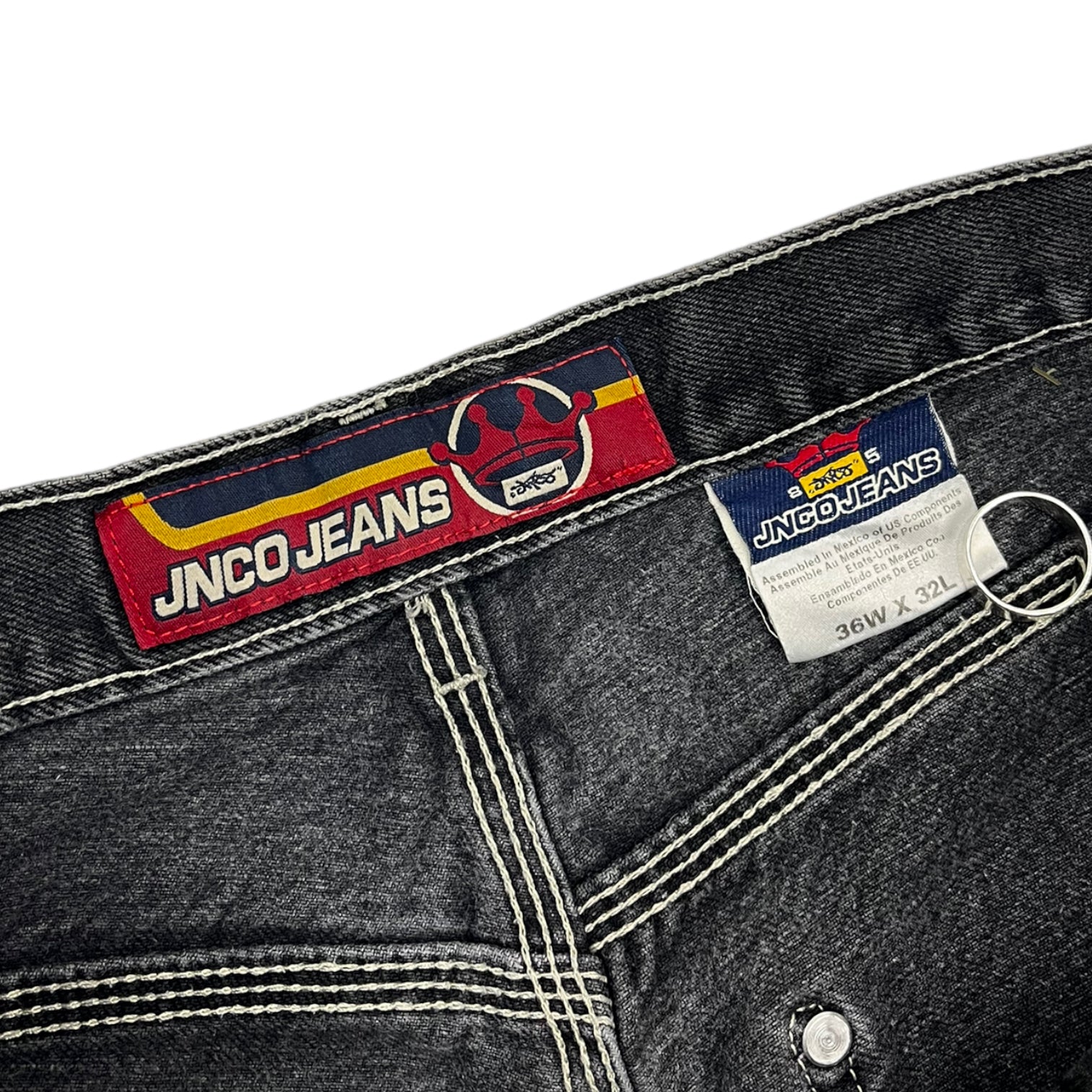 Vintage Y2K JNCO Red Crown Jeans Black