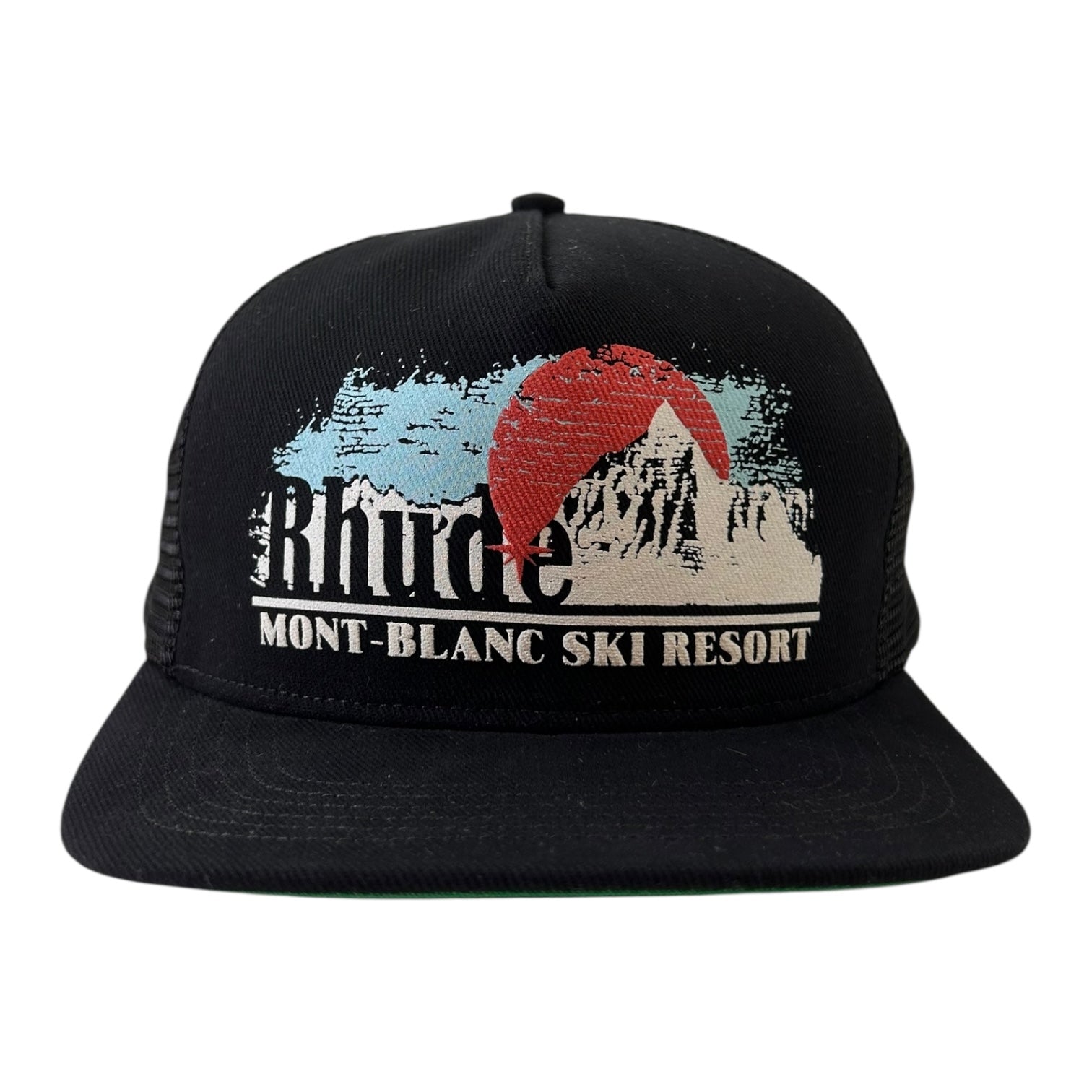 Rhude Mont-Blanc Ski Resort Trucker SnapBack Hat Black