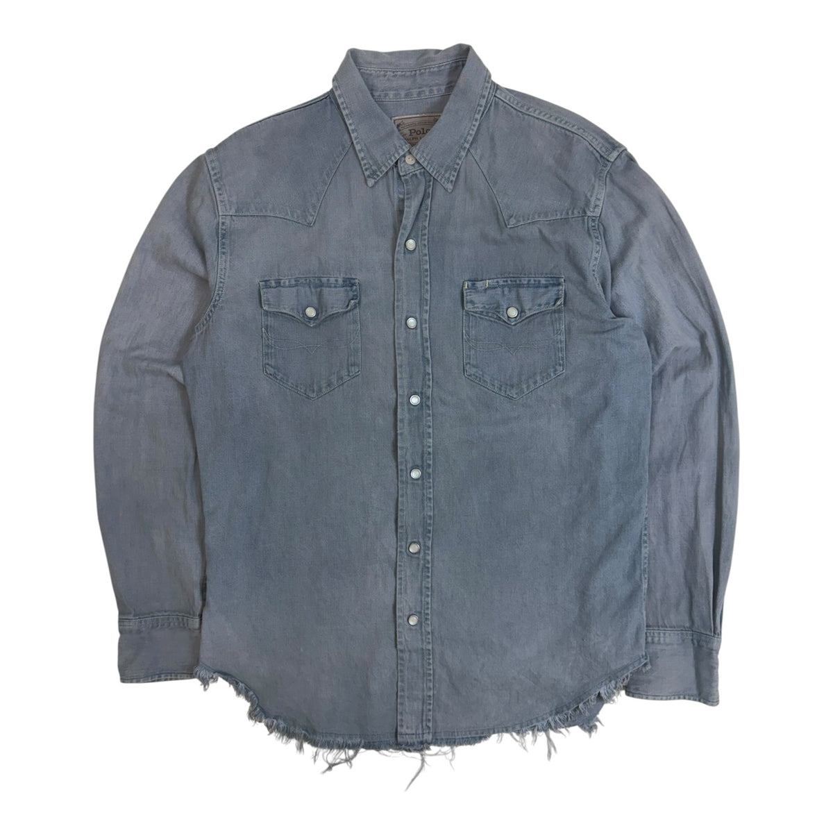 Polo Ralph Lauren Slub Denim Western Button Up Shirt Blue