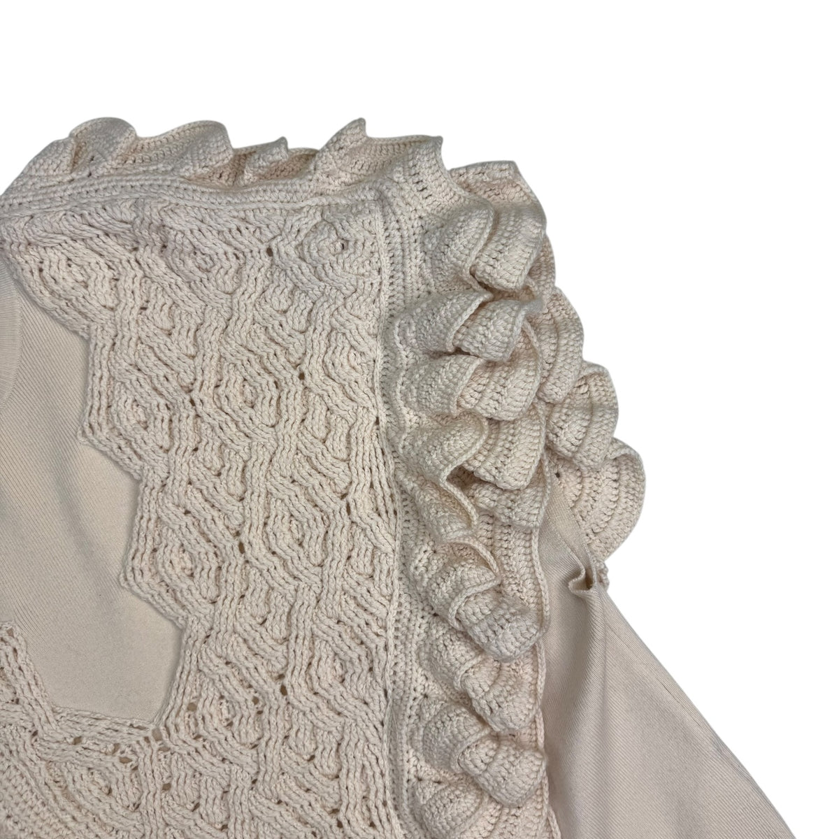 (W) 3.1 Phillip Lim Wool Crochet Ruffle Sleeveless Knit Sweater Vest Cream