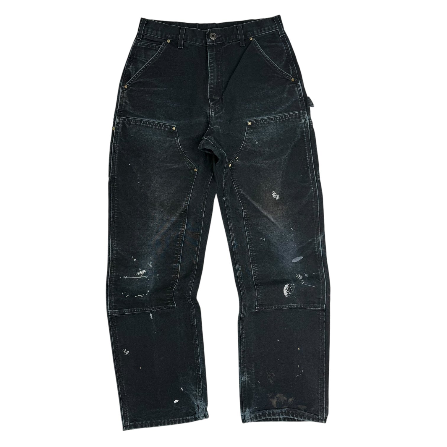 Vintage Carhartt Double Knee Pants Paint Splatter Black