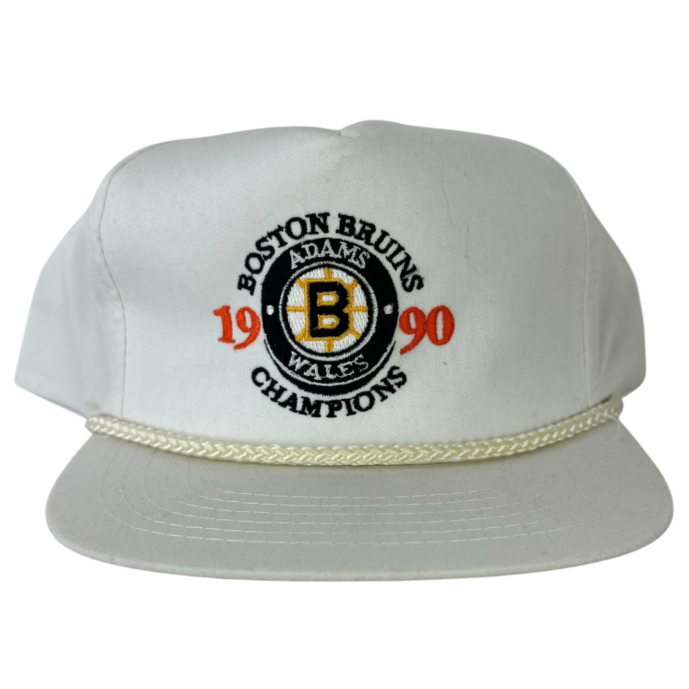 Vintage 1990 Boston Bruins Champions SnapBack Hat White