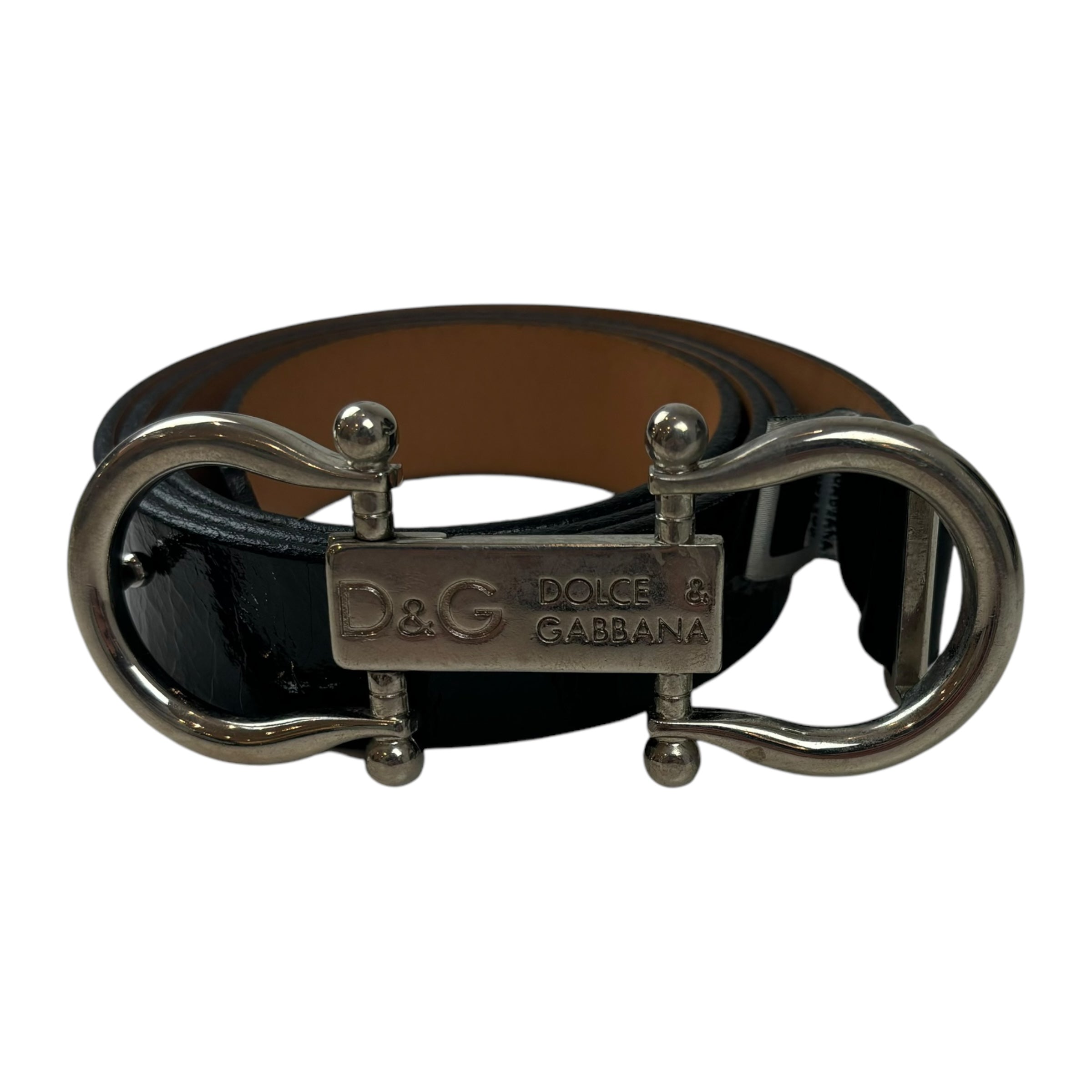 Dolce & Gabbana East-West Patent Leather Belt Black