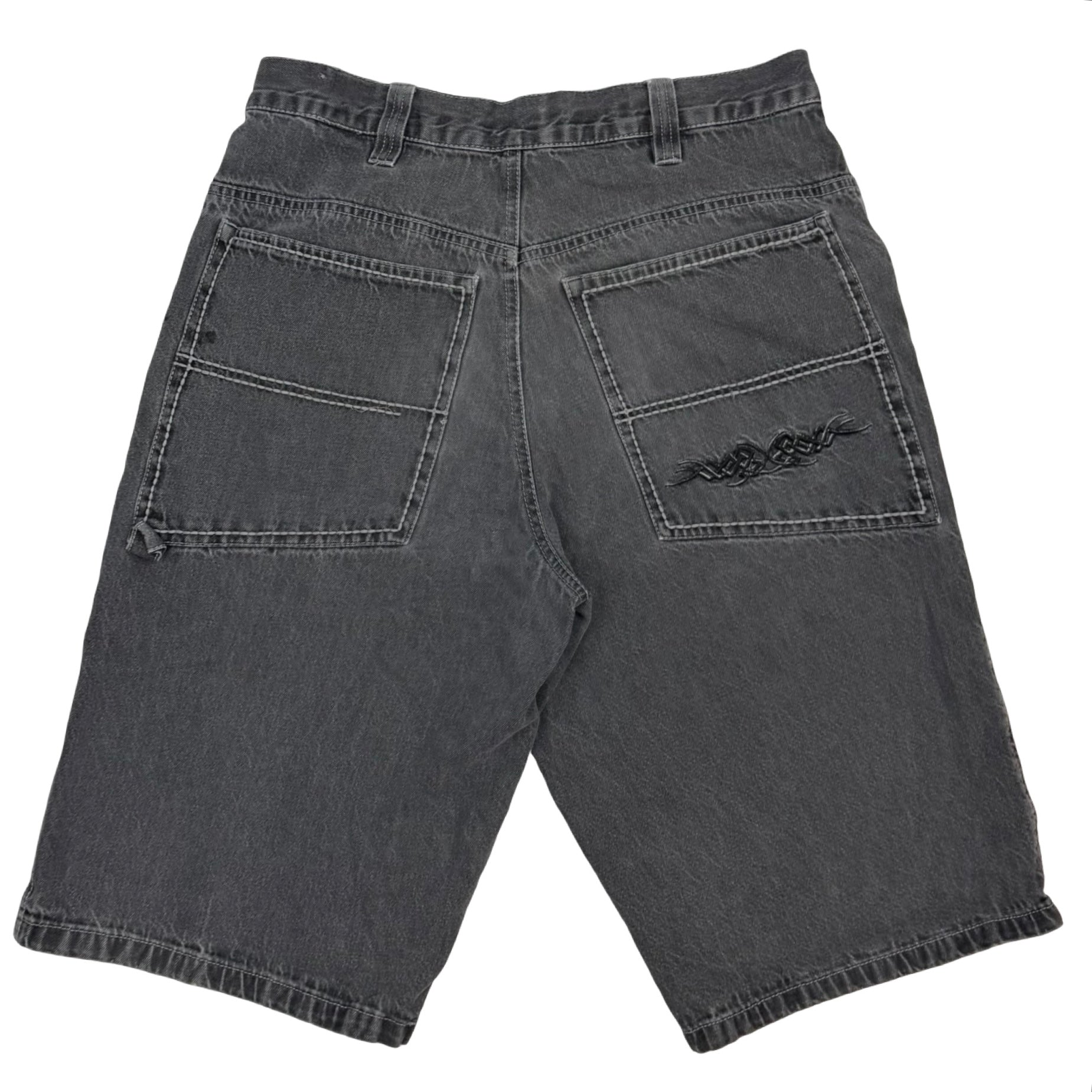 Vintage R2 Jeans Tribal Embroidered Denim Shorts Washed Grey