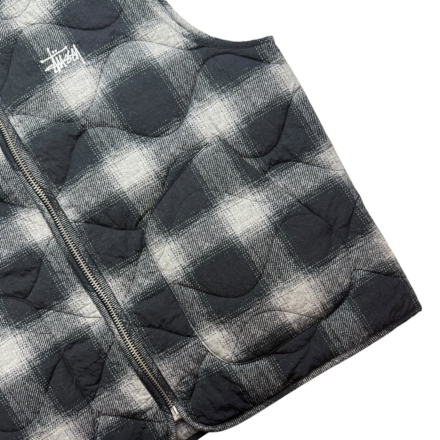 Stussy Plaid Nylon Liner Vest Black/White